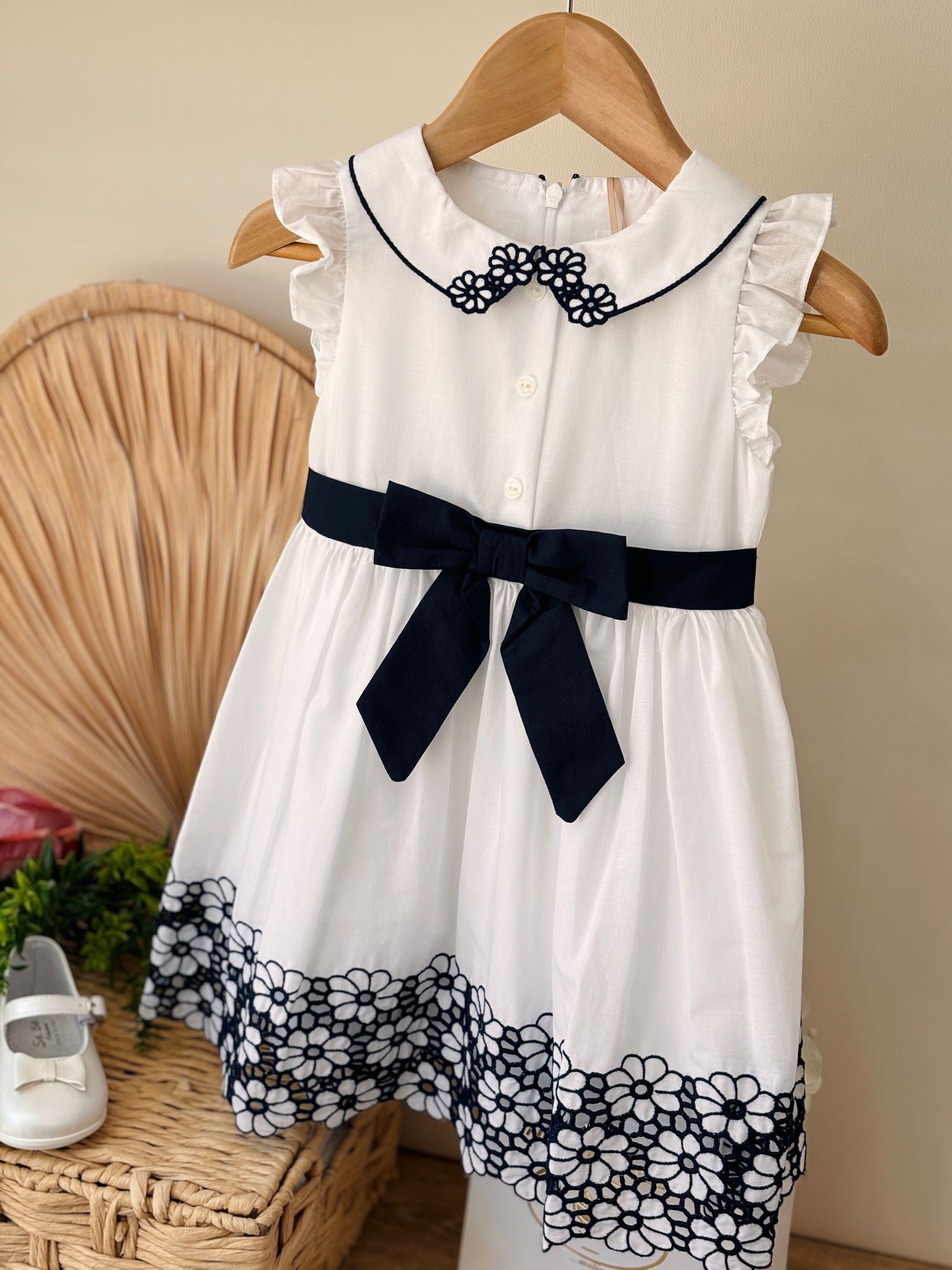 ABITINO BIANCO E BLU CON FIOCCHETTINO BLU - Noi da piccoli