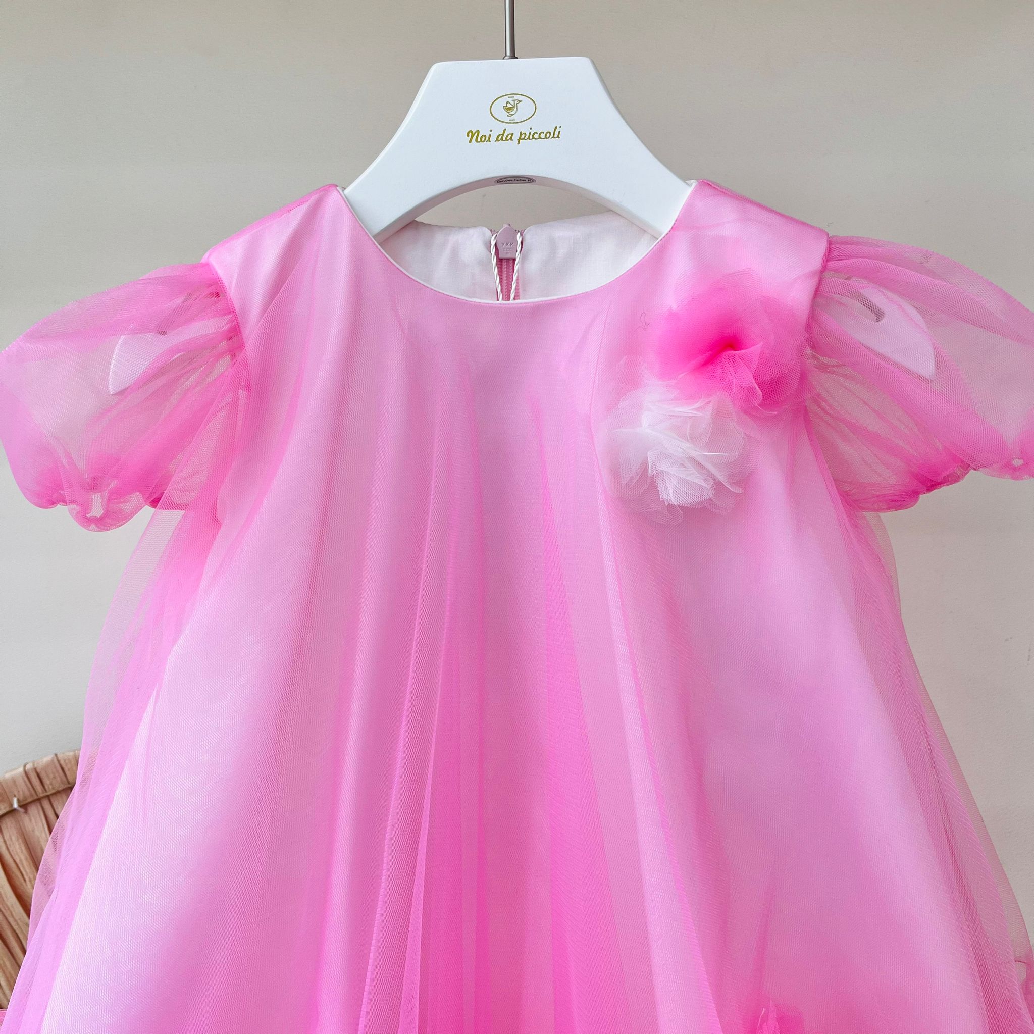 ABITINO CERIMONALE IN TULLE ROSA - Noi da piccoli