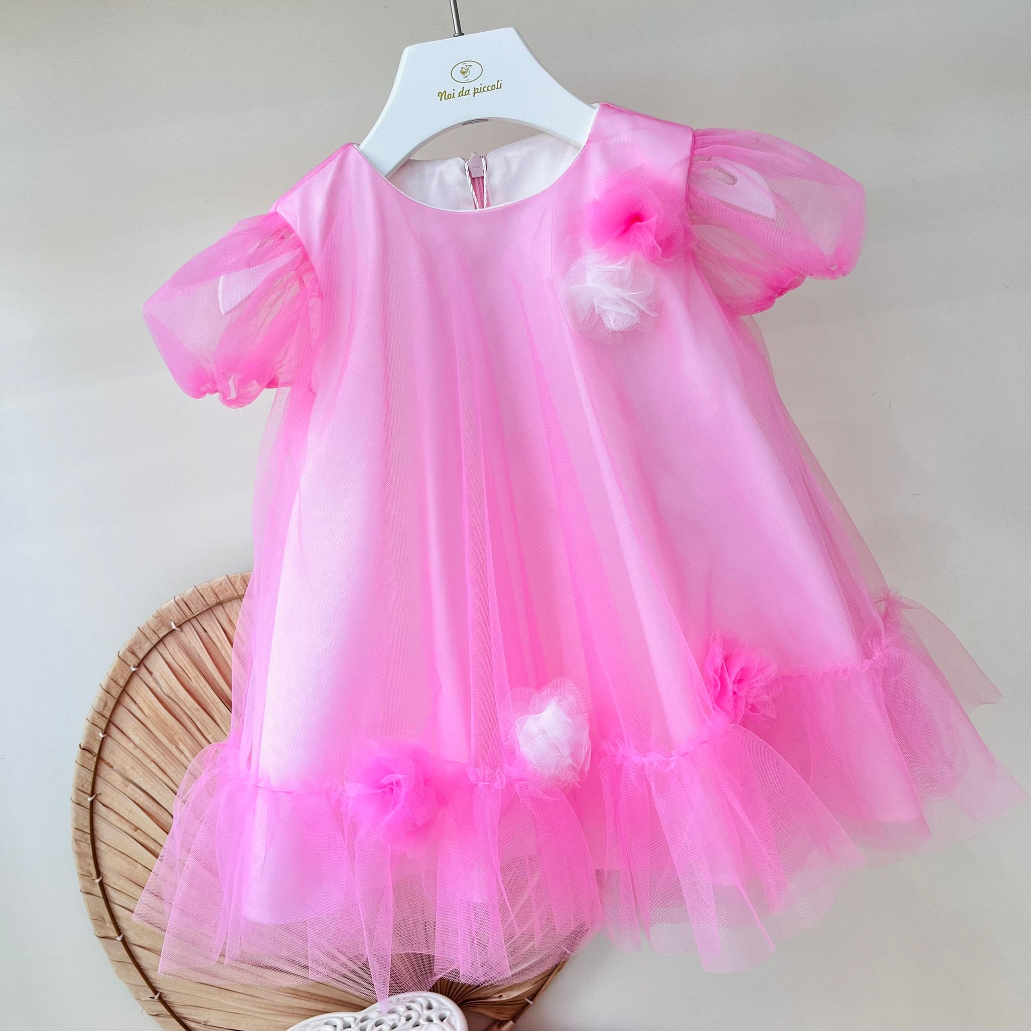 ABITINO CERIMONALE IN TULLE ROSA - Noi da piccoli