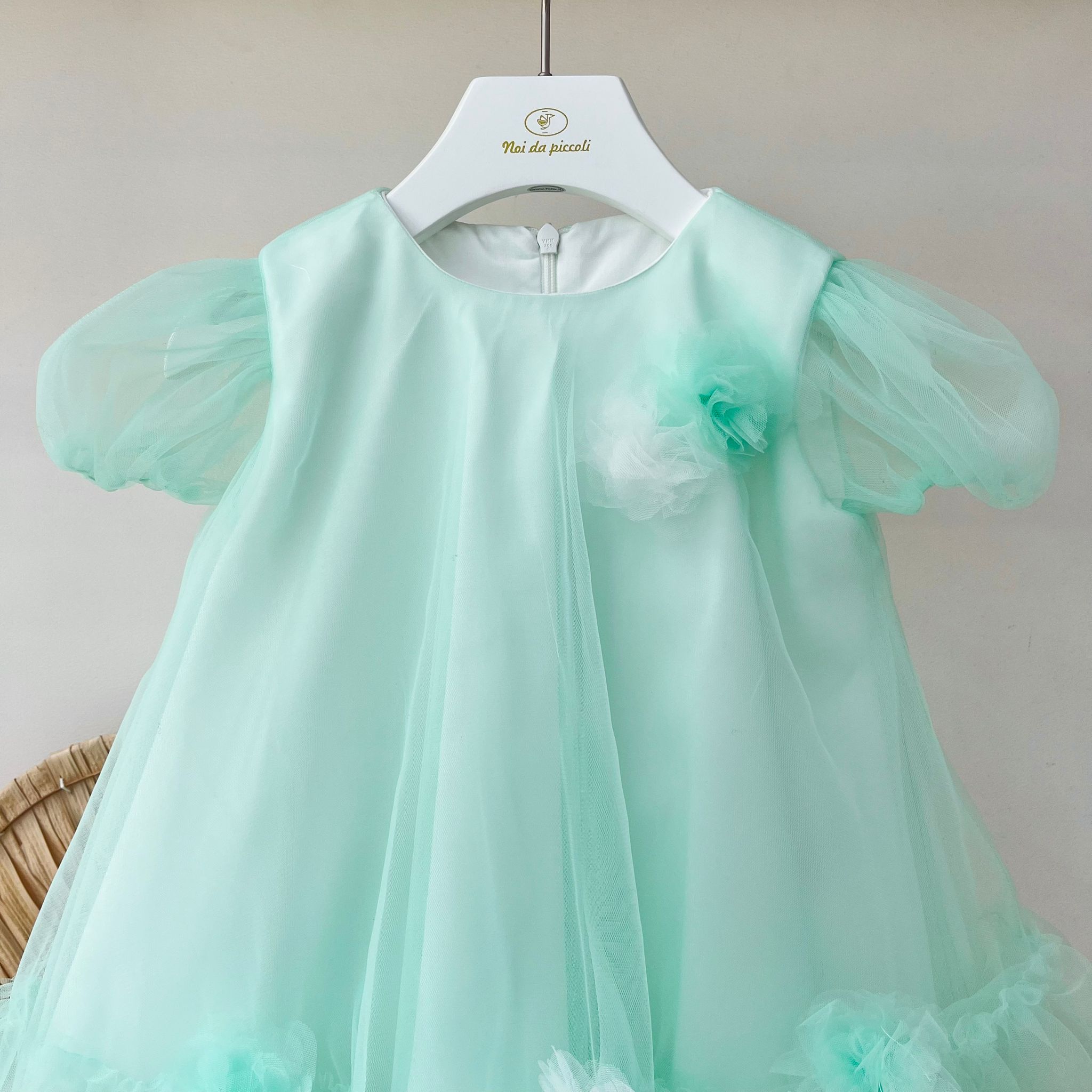ABITINO CERIMONALE IN TULLE VERDE - Noi da piccoli