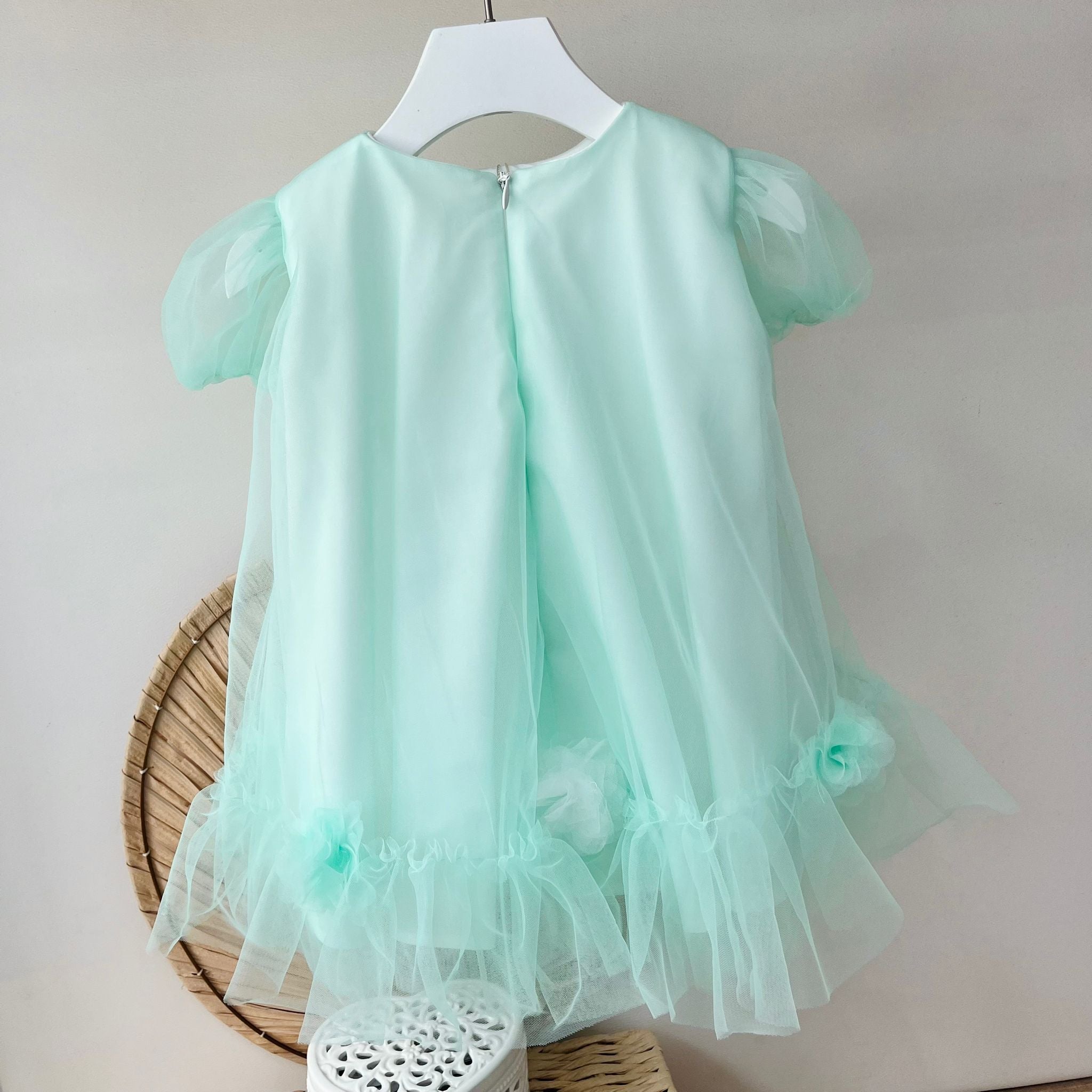 ABITINO CERIMONALE IN TULLE VERDE - Noi da piccoli
