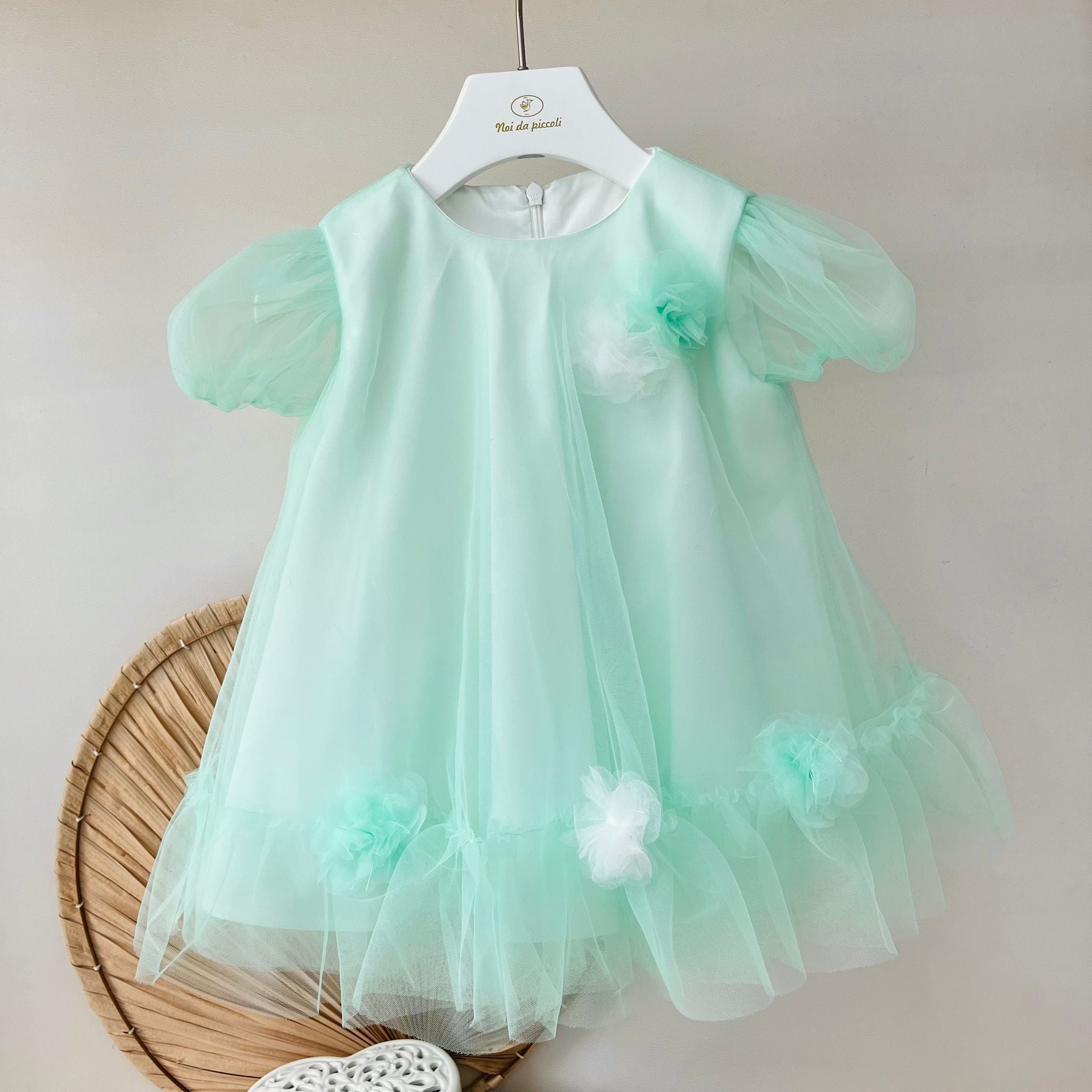 ABITINO CERIMONALE IN TULLE VERDE - Noi da piccoli