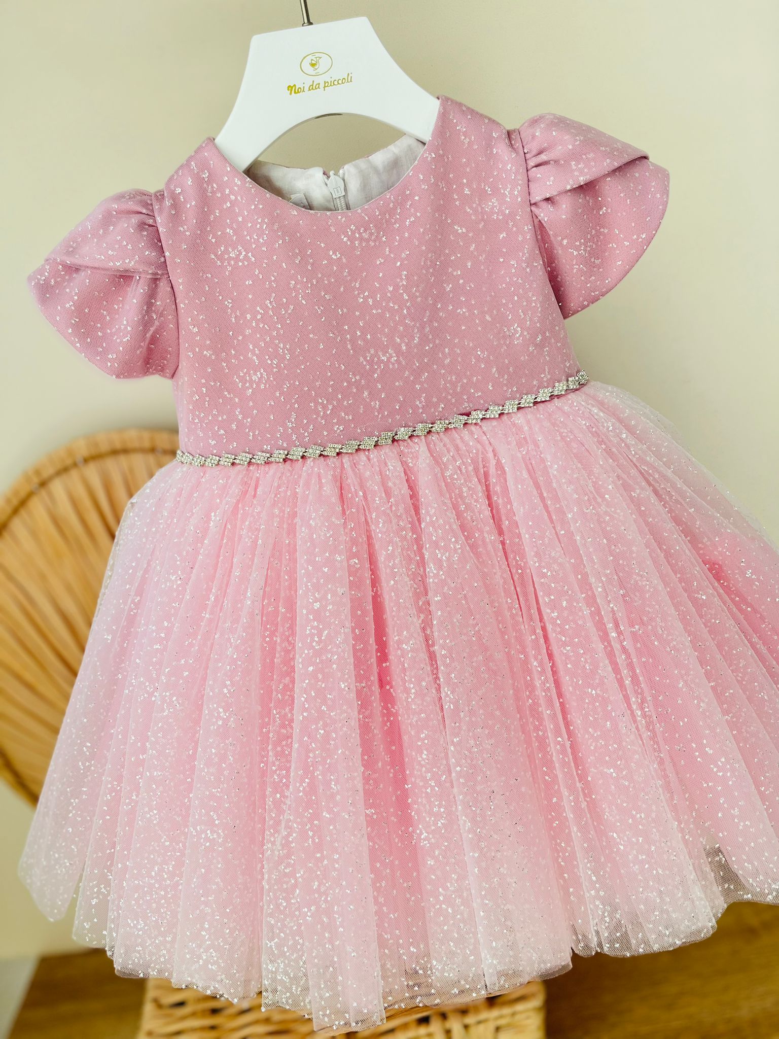 ABITINO CERIMONALE TULLE GLITTER ROSA - Noi da piccoli
