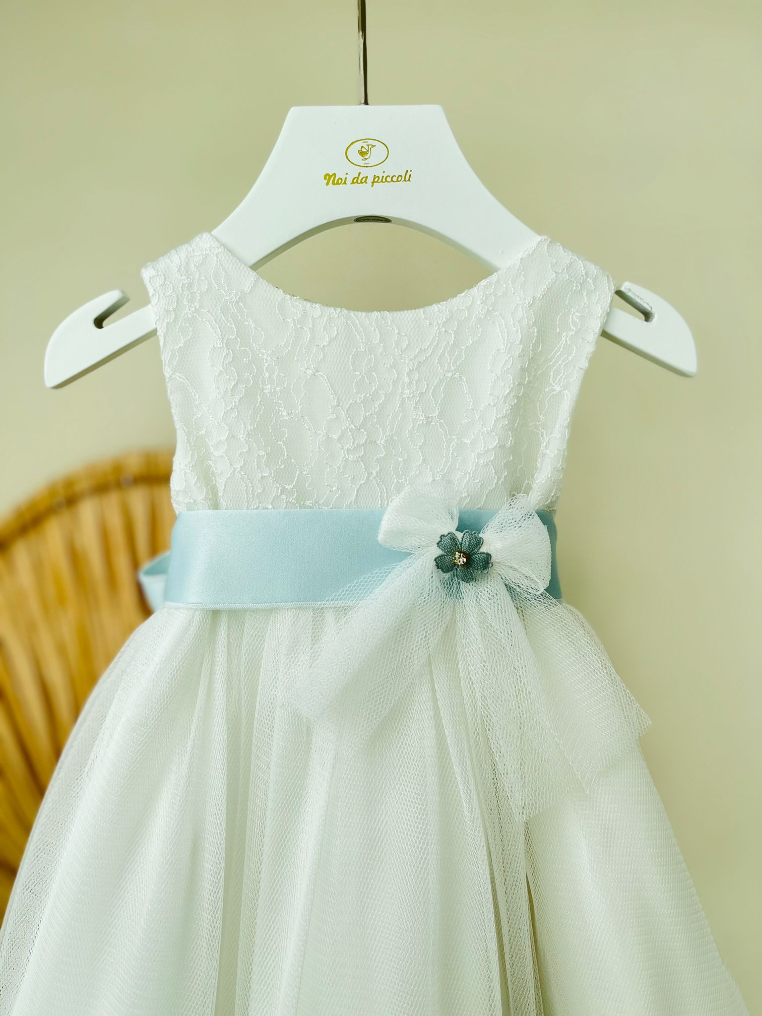 ABITINO CERIMONIALE BIANCO FASCIA CIELO - Noi da piccoli