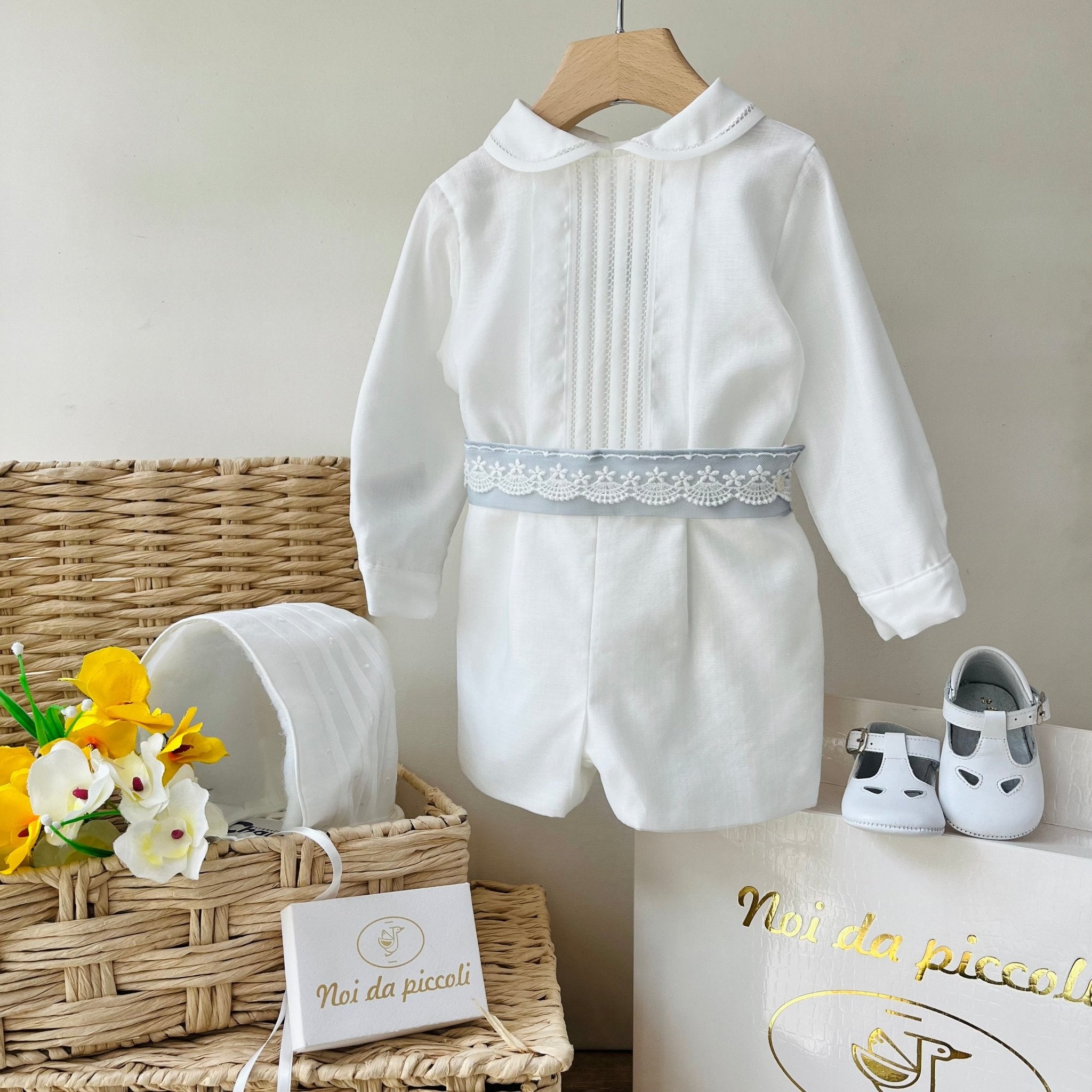 ABITINO CERIMONIALE BIANCO FASCIA POLVERE ETHAN BIANCO - Noi da piccoli