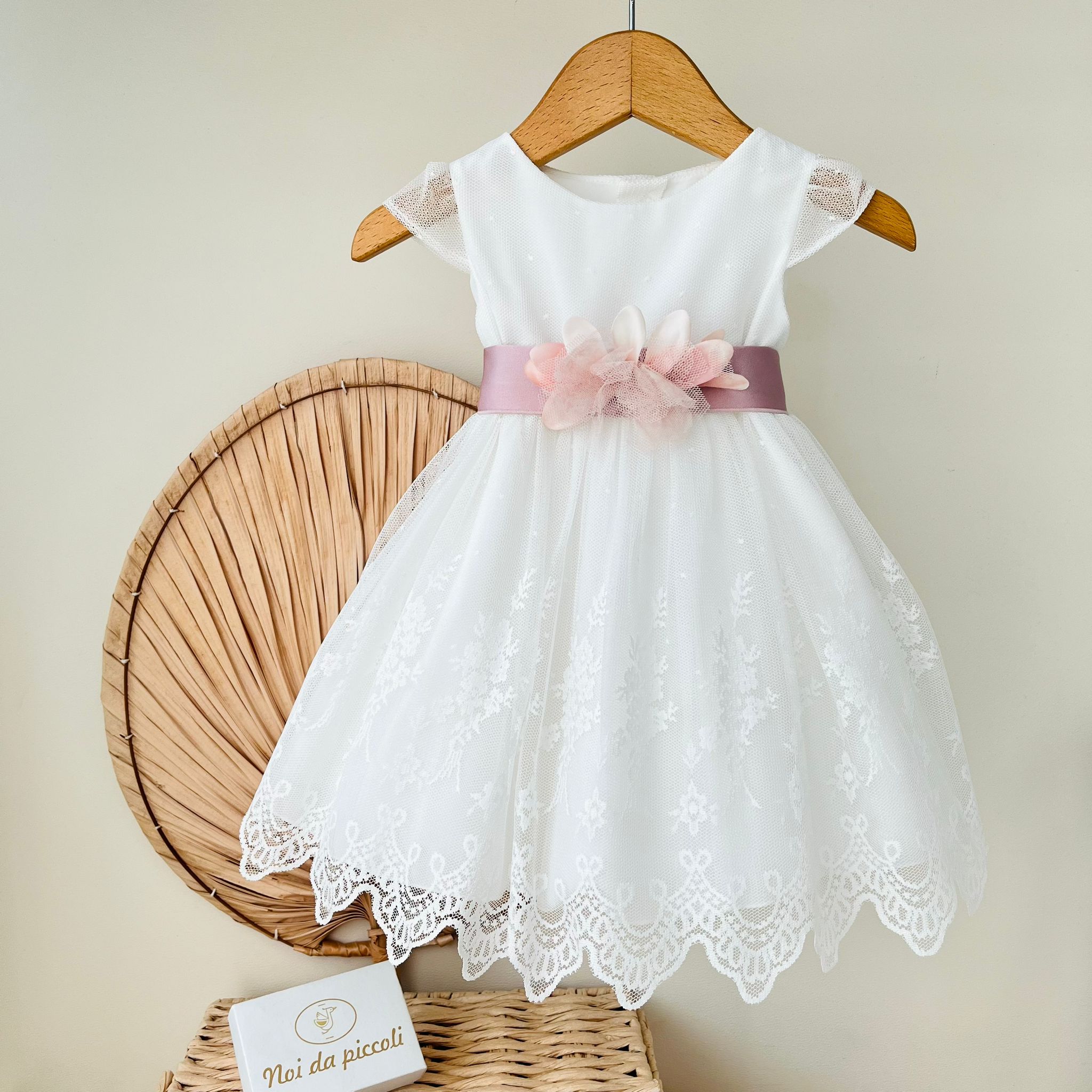 ABITINO CERIMONIALE BIANCO FASCIA RASO FIORI - Noi da piccoli