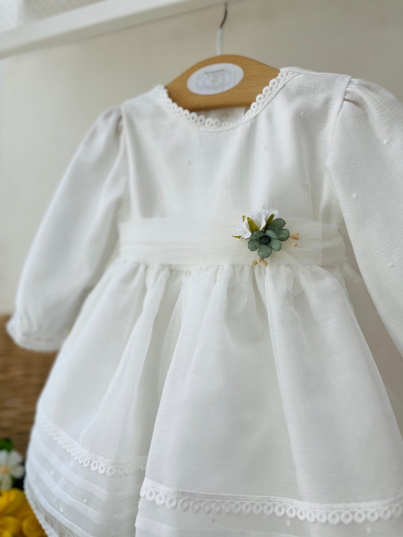 ABITINO CERIMONIALE BIANCO FIORELLINO VERDE TABITHA - Noi da piccoli