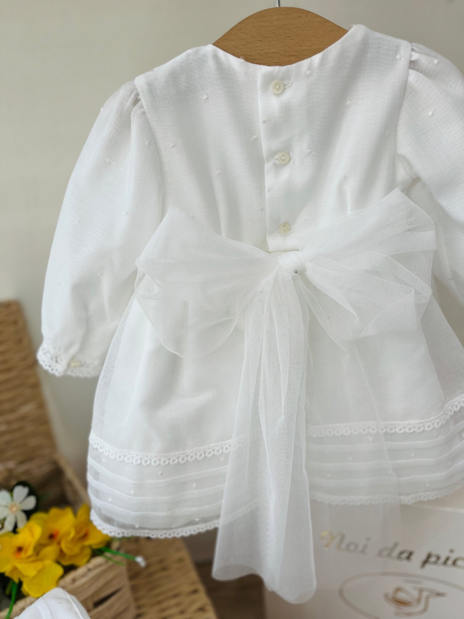 ABITINO CERIMONIALE BIANCO FIORELLINO VERDE TABITHA - Noi da piccoli