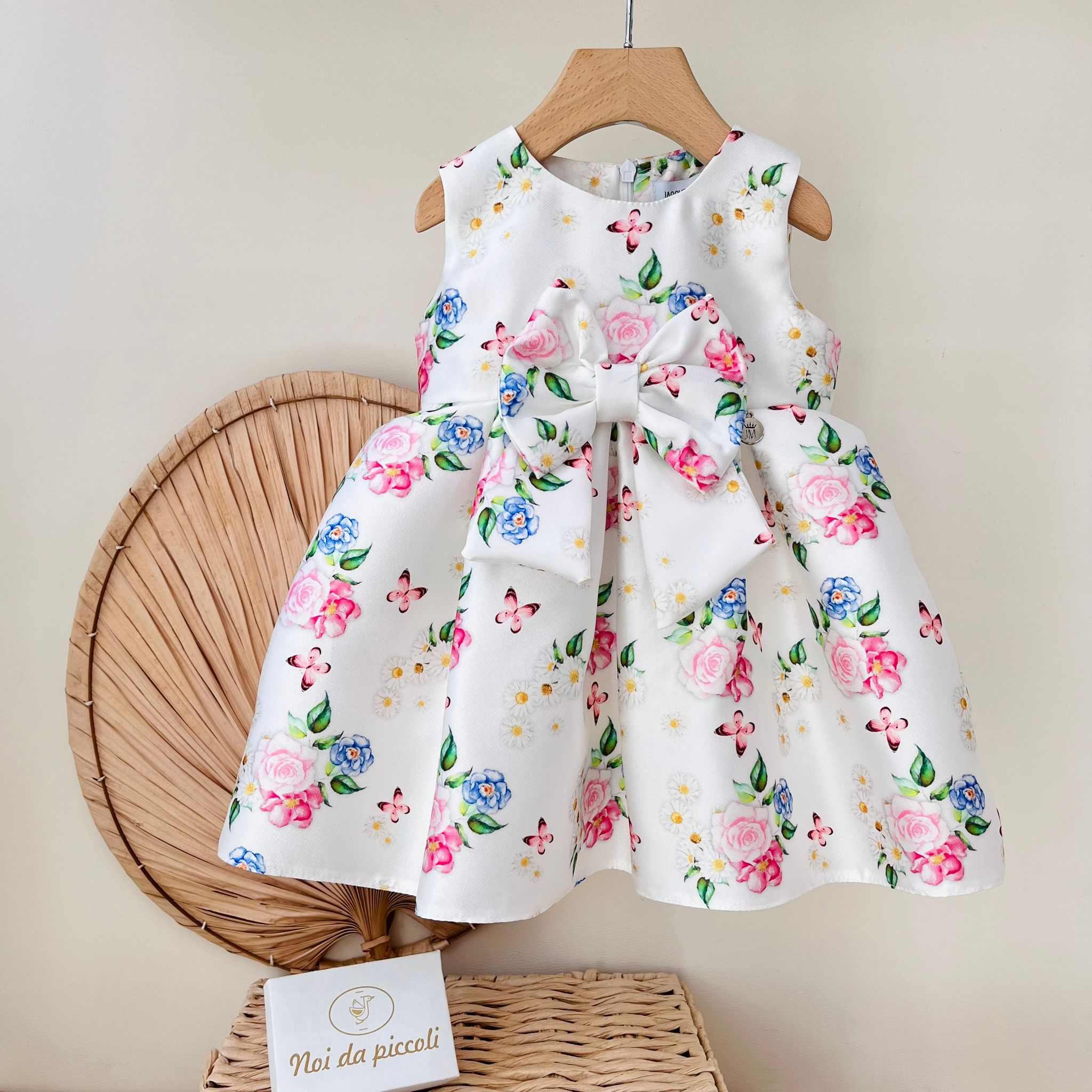 ABITINO CERIMONIALE IN MICADO A SBUFFO FLOREALE BIANCO - Noi da piccoli