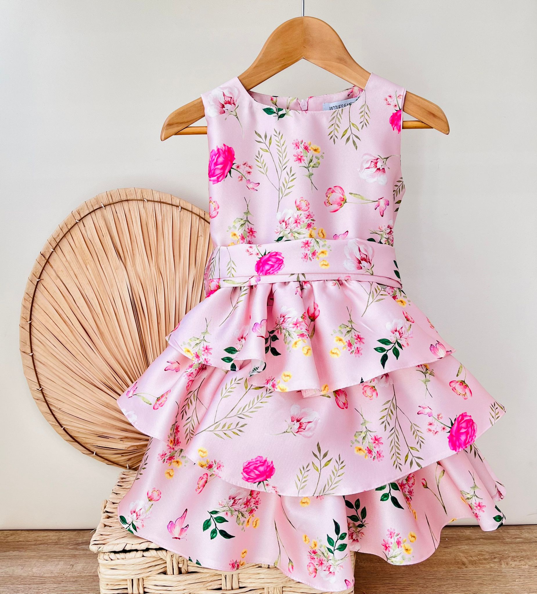 ABITINO CERIMONIALE IN MICADO A SBUFFO FLOREALE ROSA - Noi da piccoli