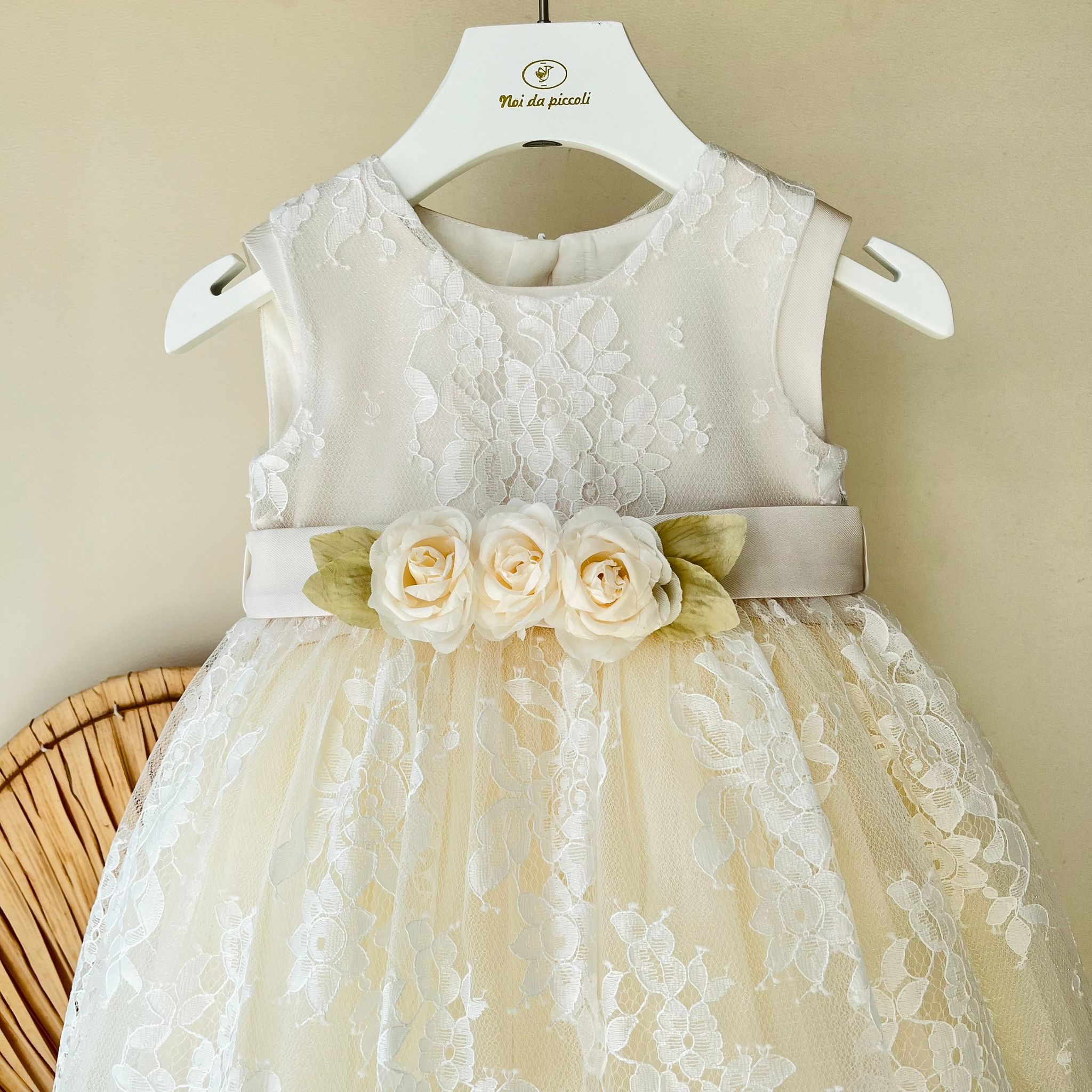 ABITINO CERIMONIALE IN PIZZO AVORIO BOHO - CHIC - Noi da piccoli