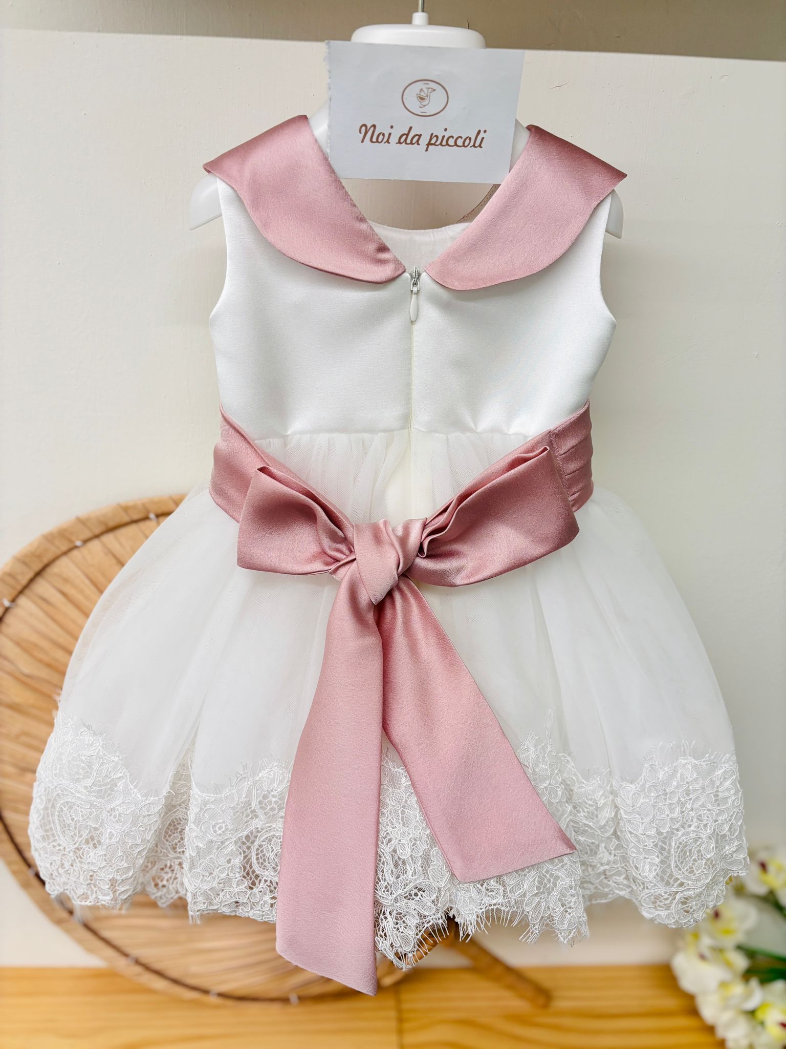 ABITINO CERIMONIALE IN TULLE BIANCO ROSA - Noi da piccoli