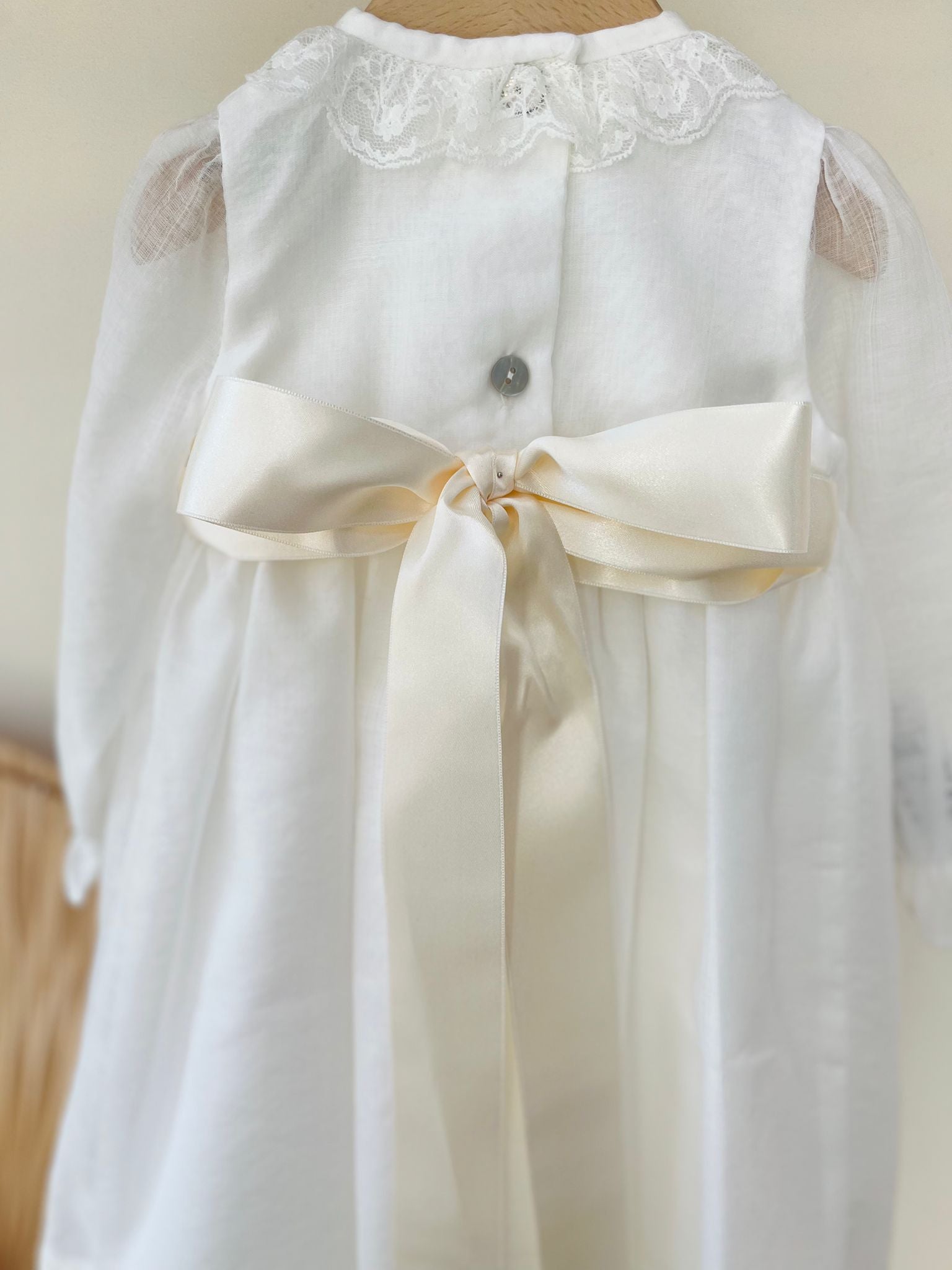 ABITINO CERIMONIALE LUNGO PUNTO SMOCK BIANCO AVORIO - Noi da piccoli