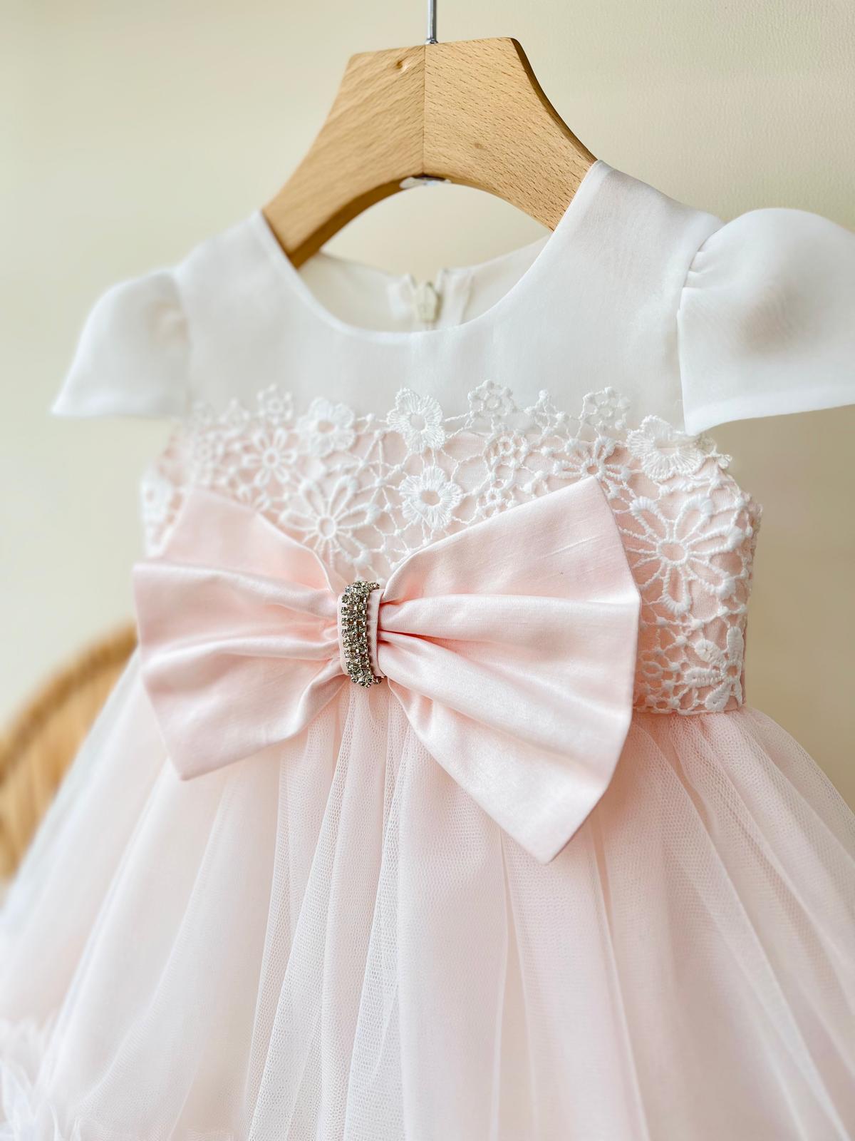 ABITINO CERIMONIALE ROSA DELICATO E SPOLVERINO IN TULLE - Noi da piccoli