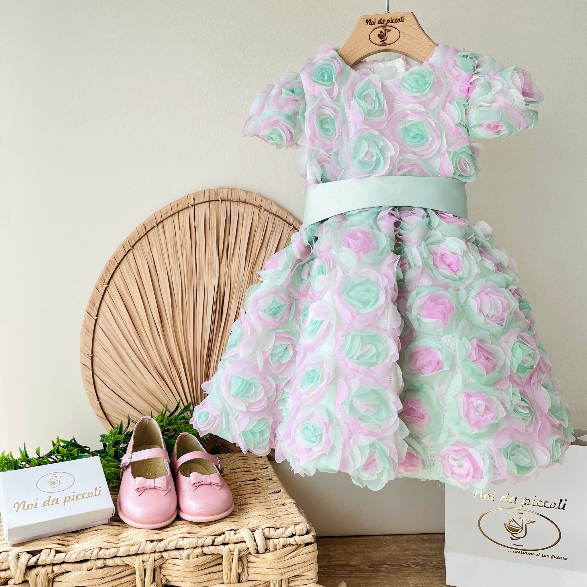 ABITINO CERIMONIALE ROSA E VERDE - Noi da piccoli
