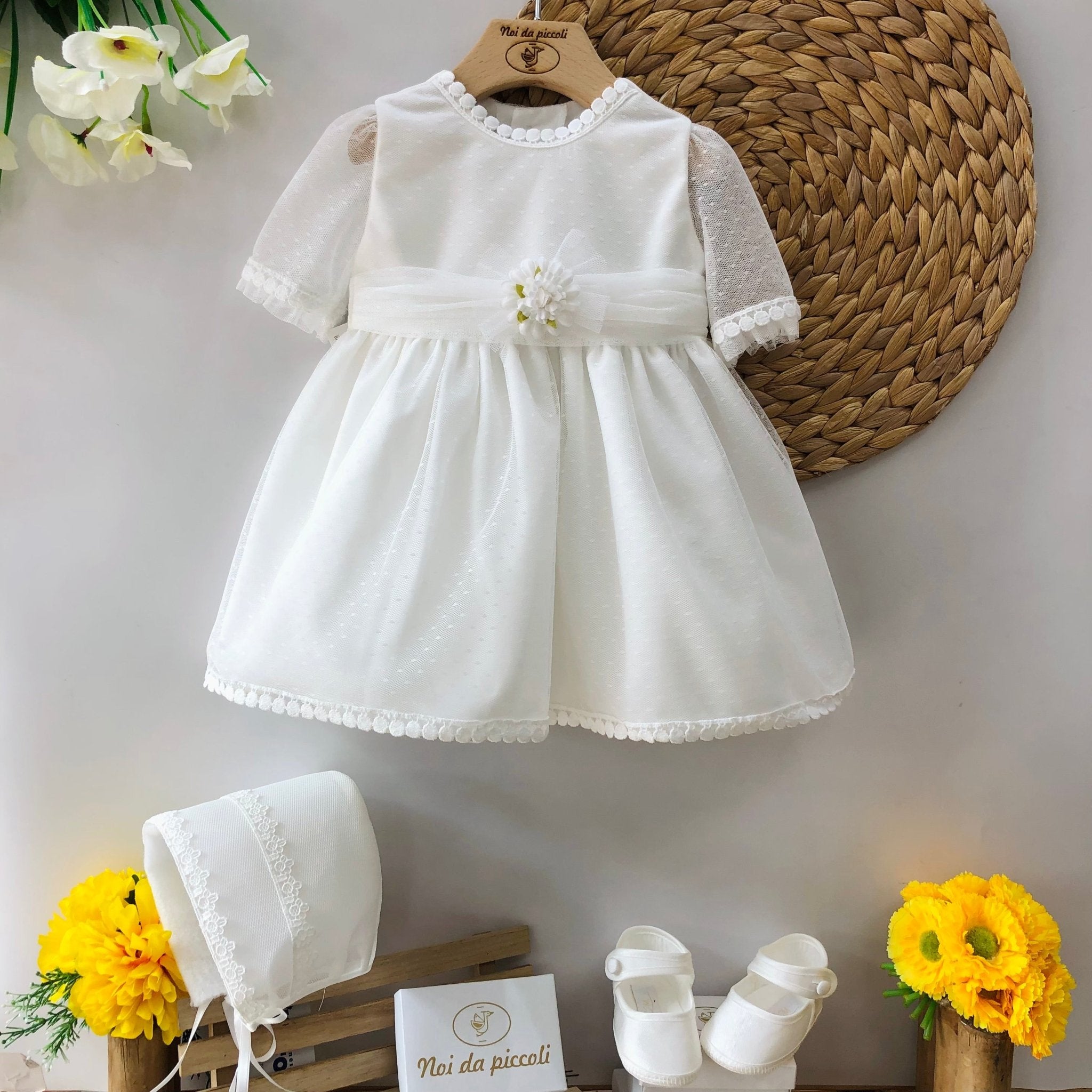 ABITINO CERIMONIALE TUL BORDADO FLORES - Noi da piccoli