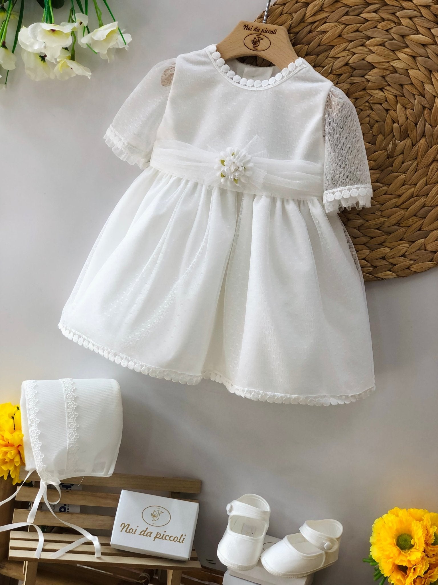 ABITINO CERIMONIALE TUL BORDADO FLORES - Noi da piccoli