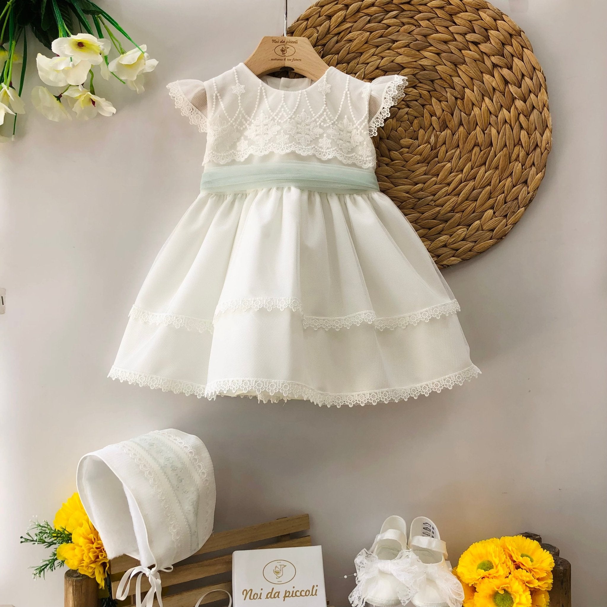 ABITINO CERIMONIALE TUL BORDADO VERDE - Noi da piccoli