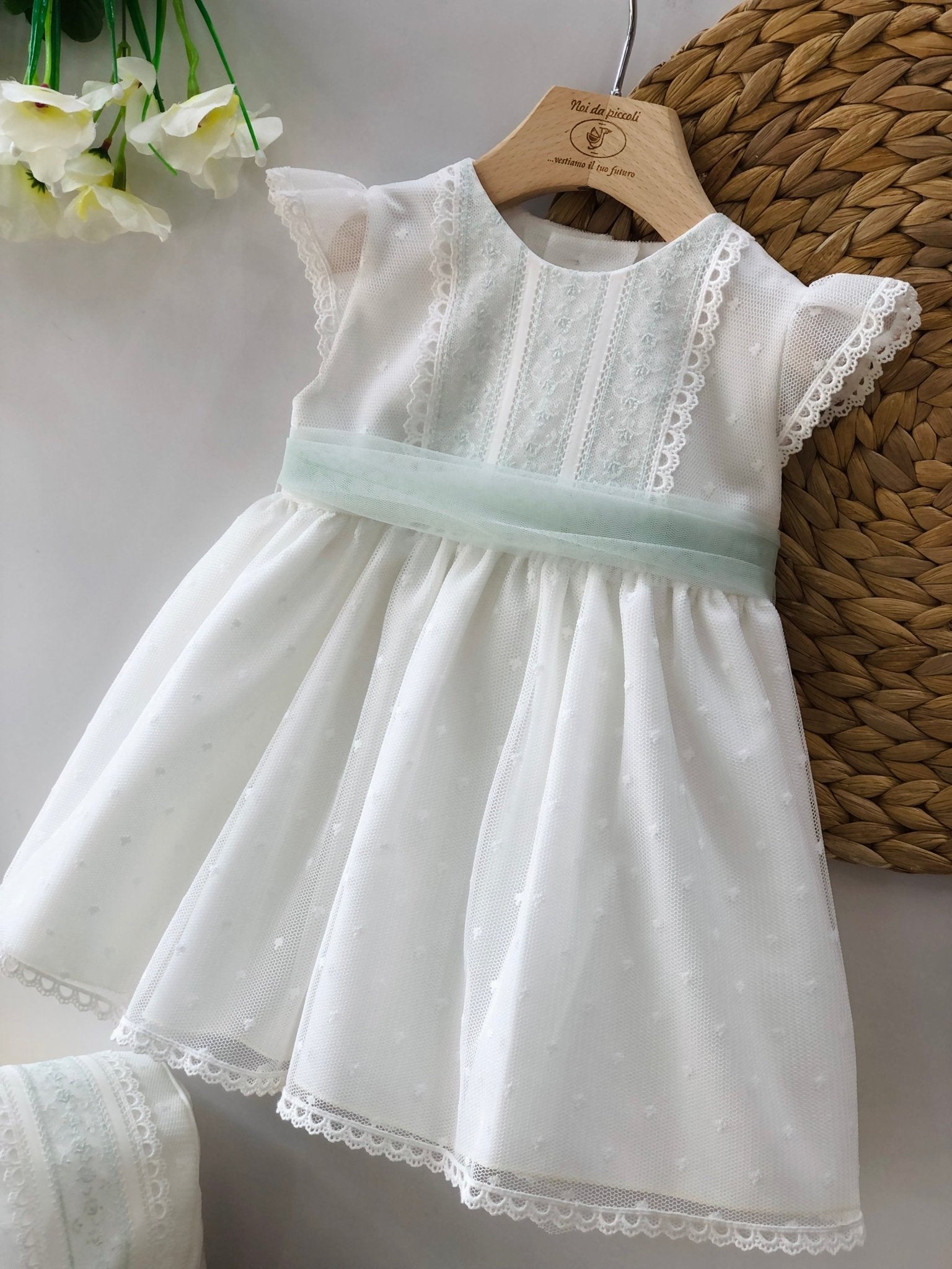 ABITINO CERIMONIALE TUL BORDADO VERDE - Noi da piccoli