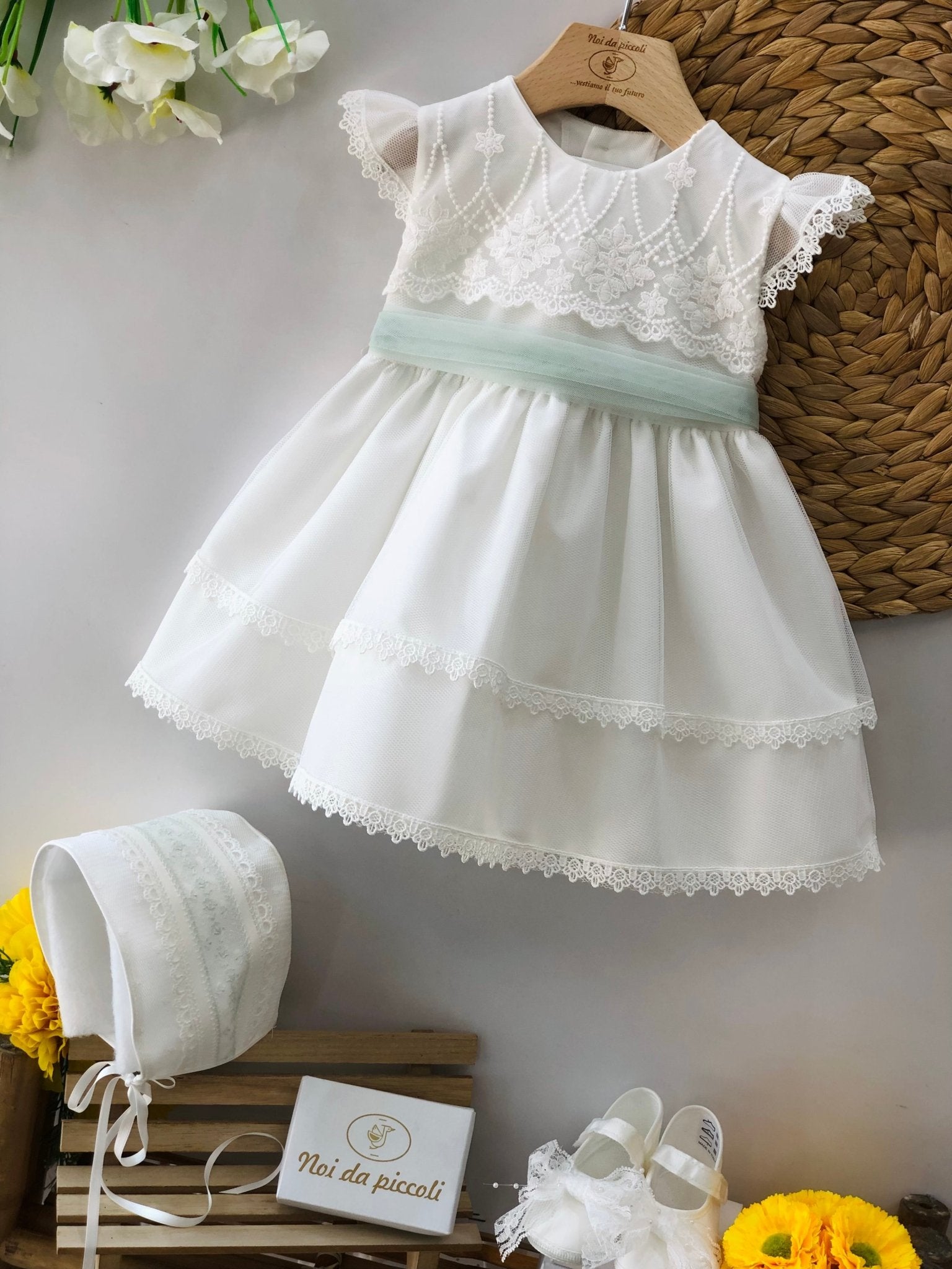 ABITINO CERIMONIALE TUL BORDADO VERDE - Noi da piccoli