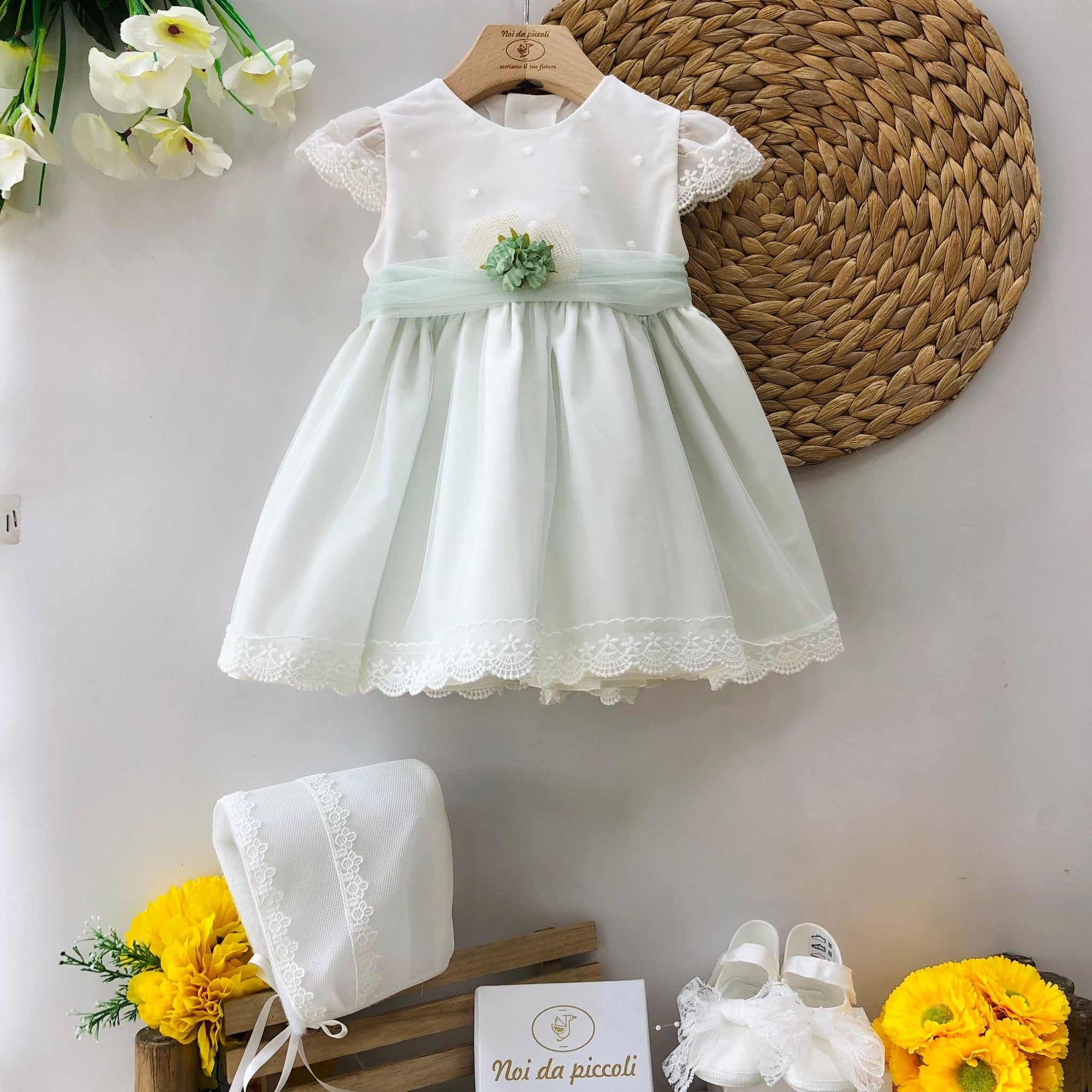 ABITINO CERIMONIALE TUL VERDE DELICATO - Noi da piccoli