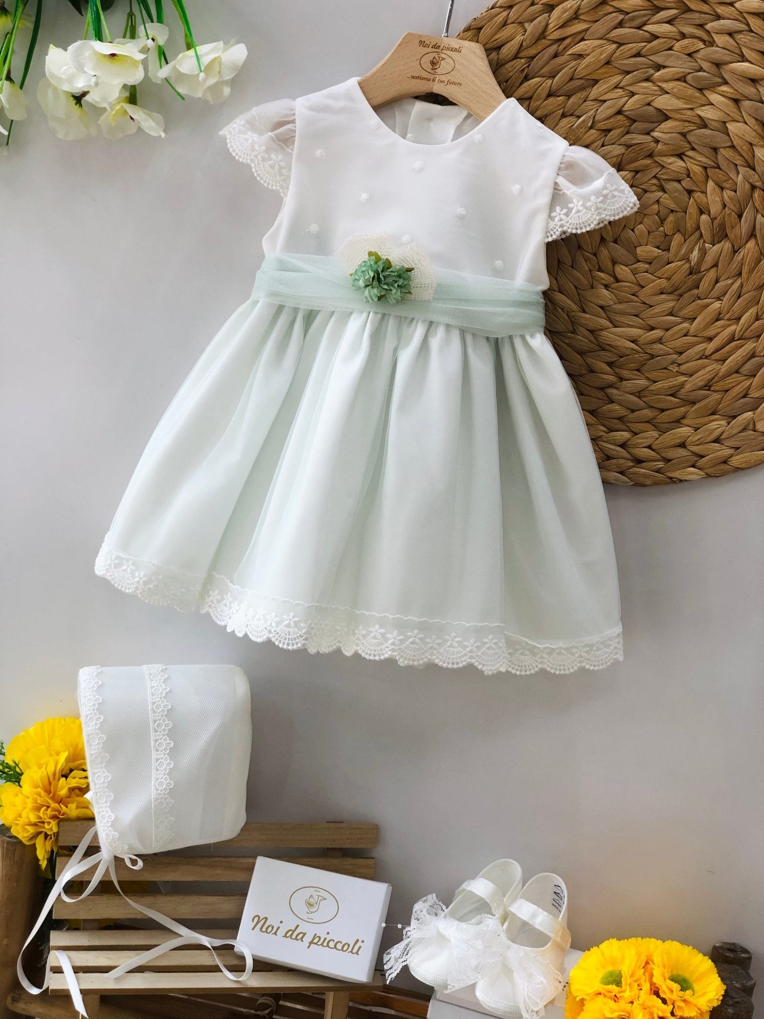 ABITINO CERIMONIALE TUL VERDE DELICATO - Noi da piccoli