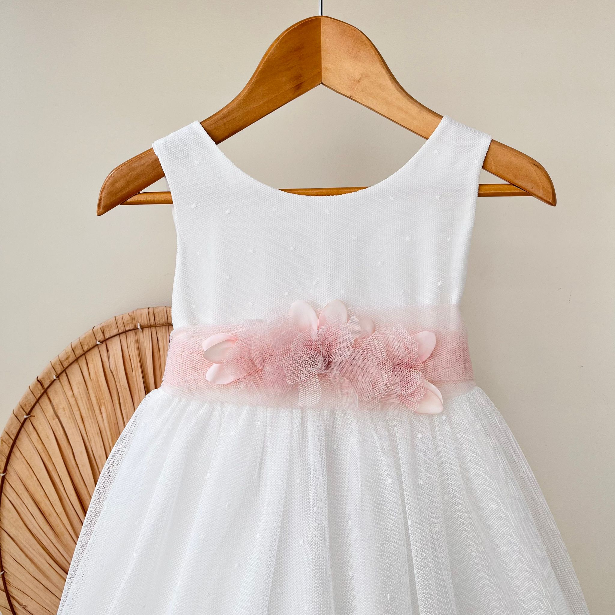 ABITINO CERIMONIALE YOUNG LADY BIANCO E FIORI ROSA - Noi da piccoli