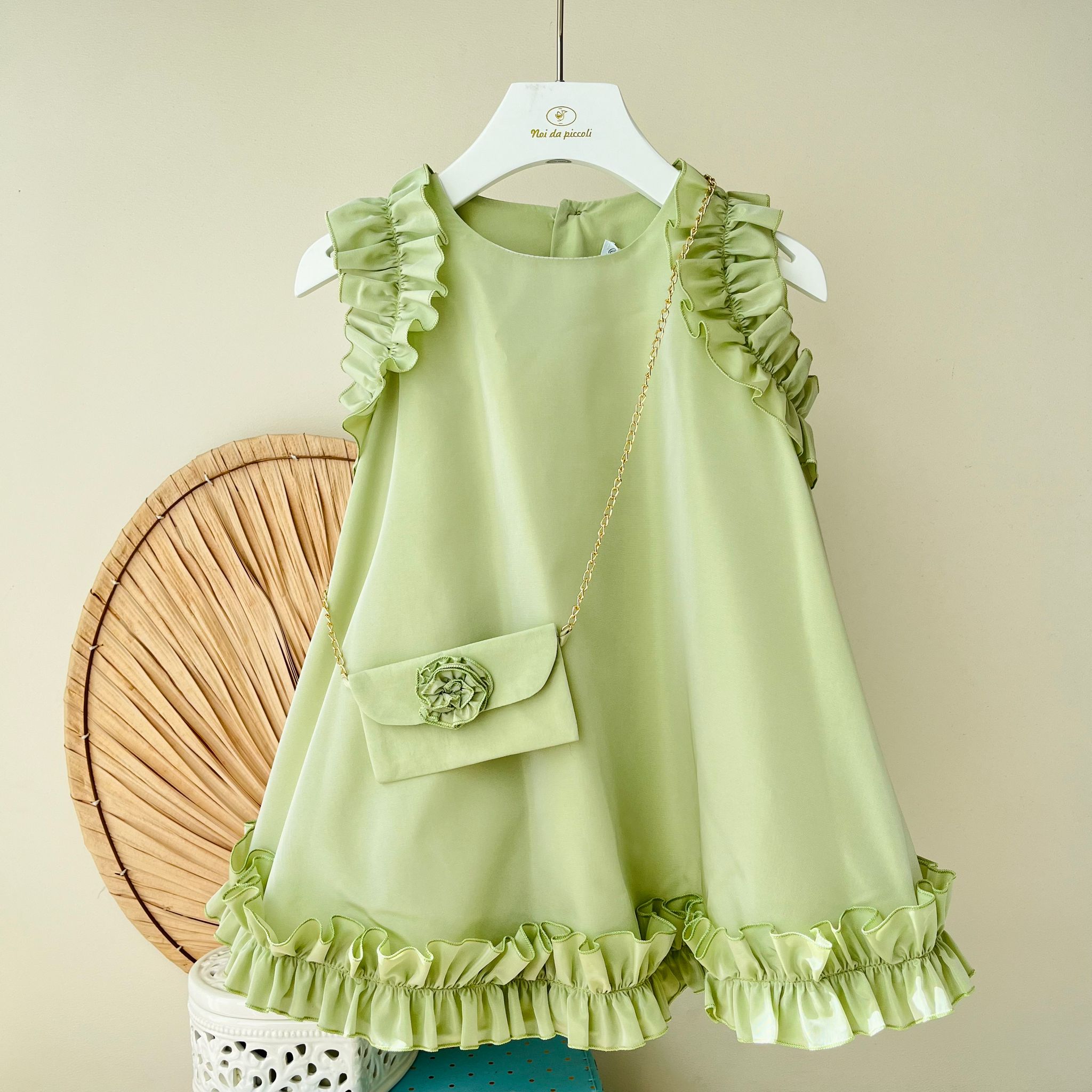 ABITINO CON BORSETTA VERDE CHIC - Noi da piccoli