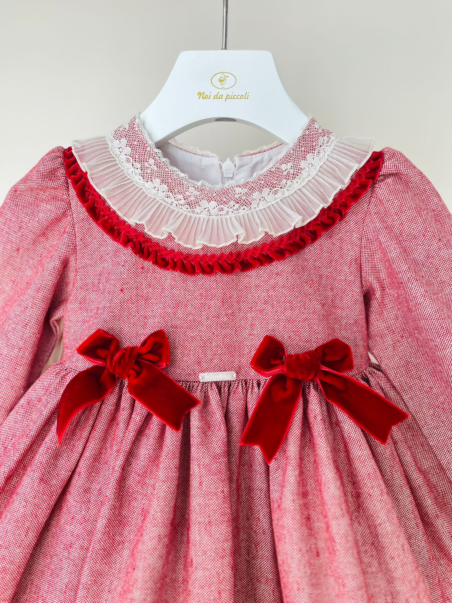 ABITINO CON FIOCCHETTI IN VELLUTO ROSSO - Noi da piccoli
