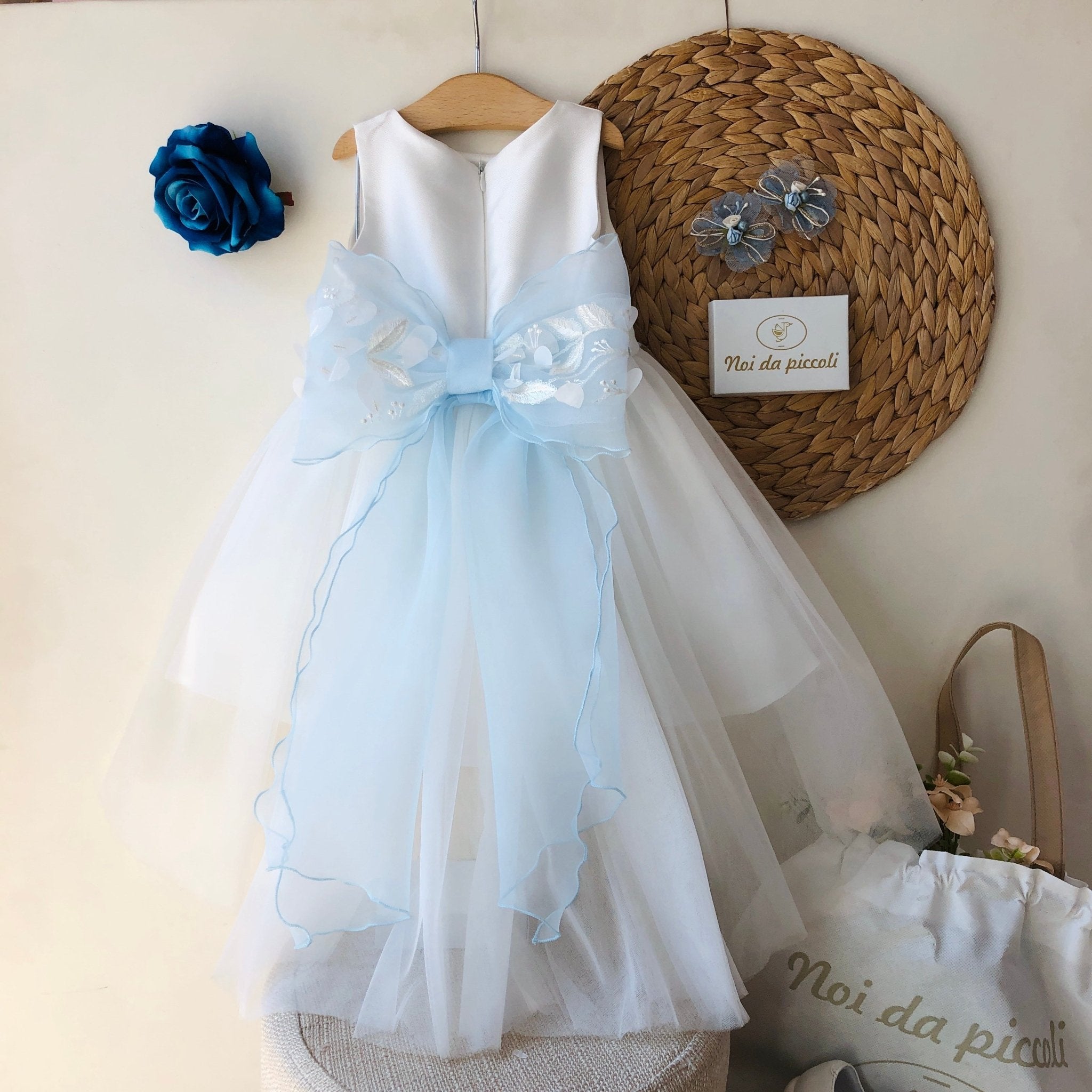 ABITINO ELEGANTE BIANCO CON CIELO - Noi da piccoli