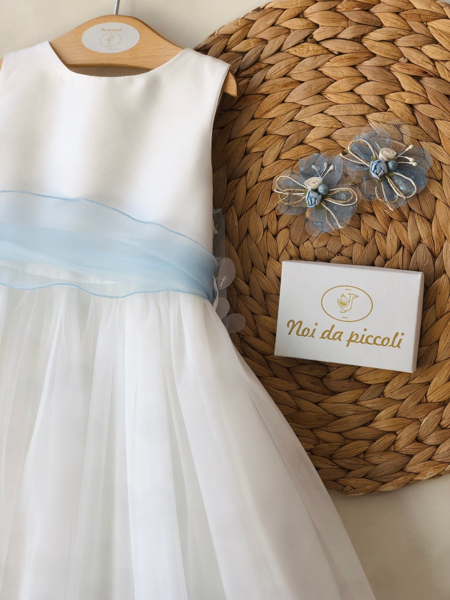 ABITINO ELEGANTE BIANCO CON CIELO - Noi da piccoli