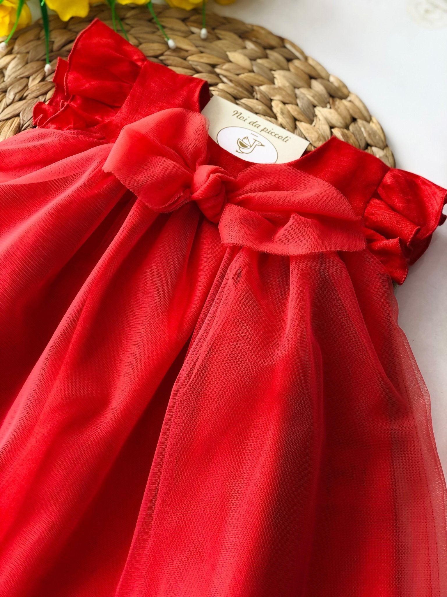 ABITINO ELEGANTE TULLE CORALLO - Noi da piccoli