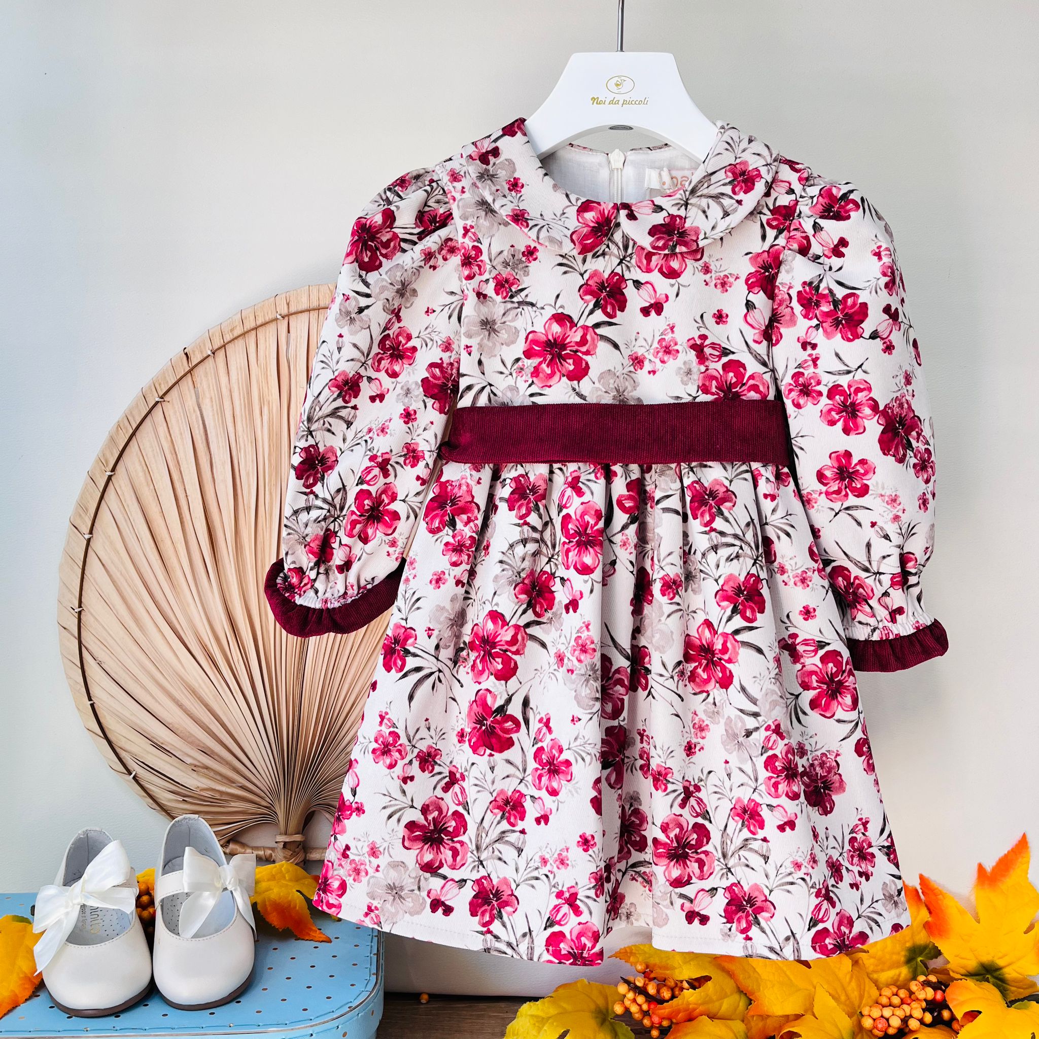 ABITINO FIORI COTONE CALDO BEIGE - Noi da piccoli