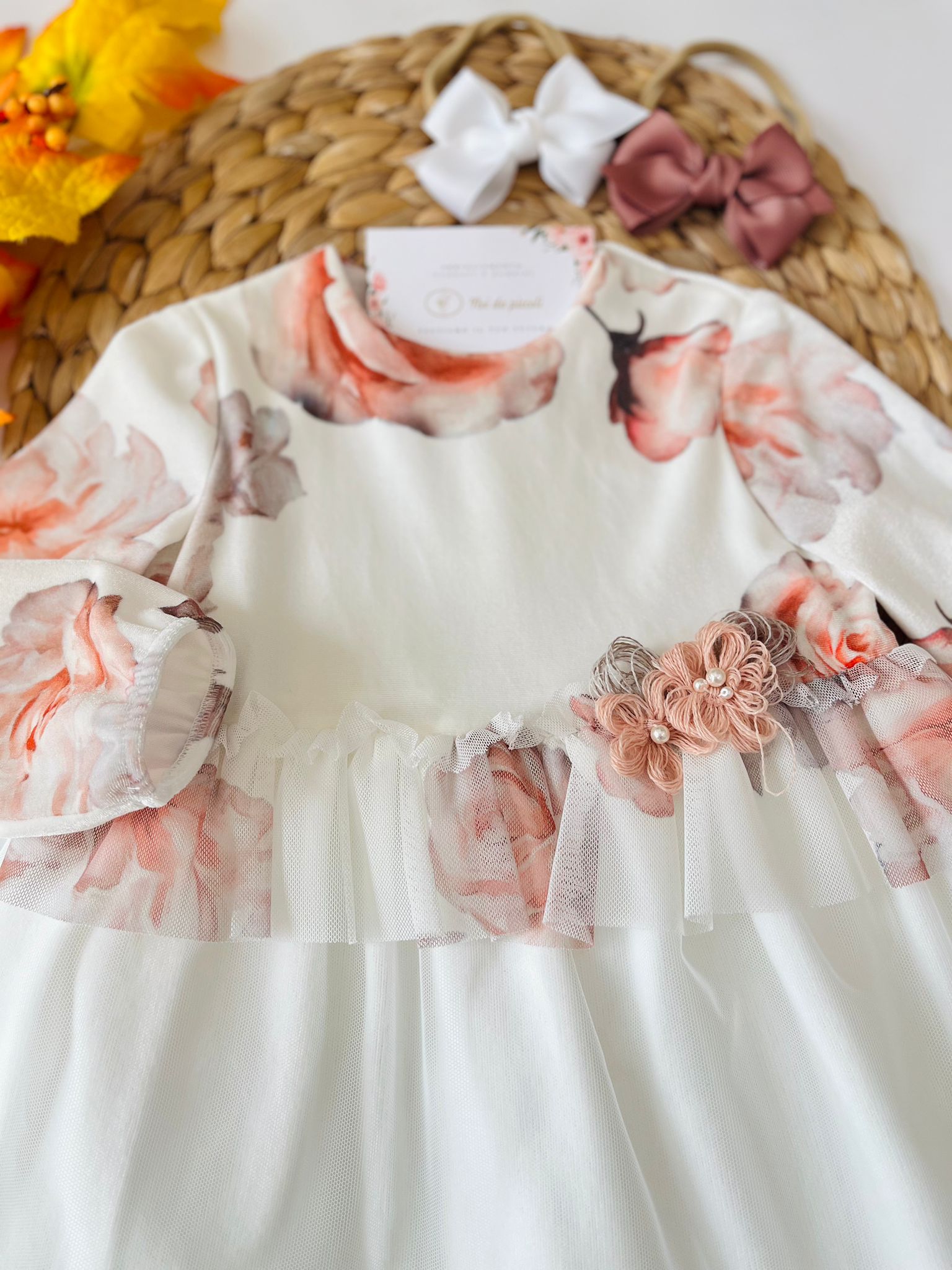 ABITINO FIORI D'AUTUNNO COTONE CALDO PANNA E PESCA - Noi da piccoli