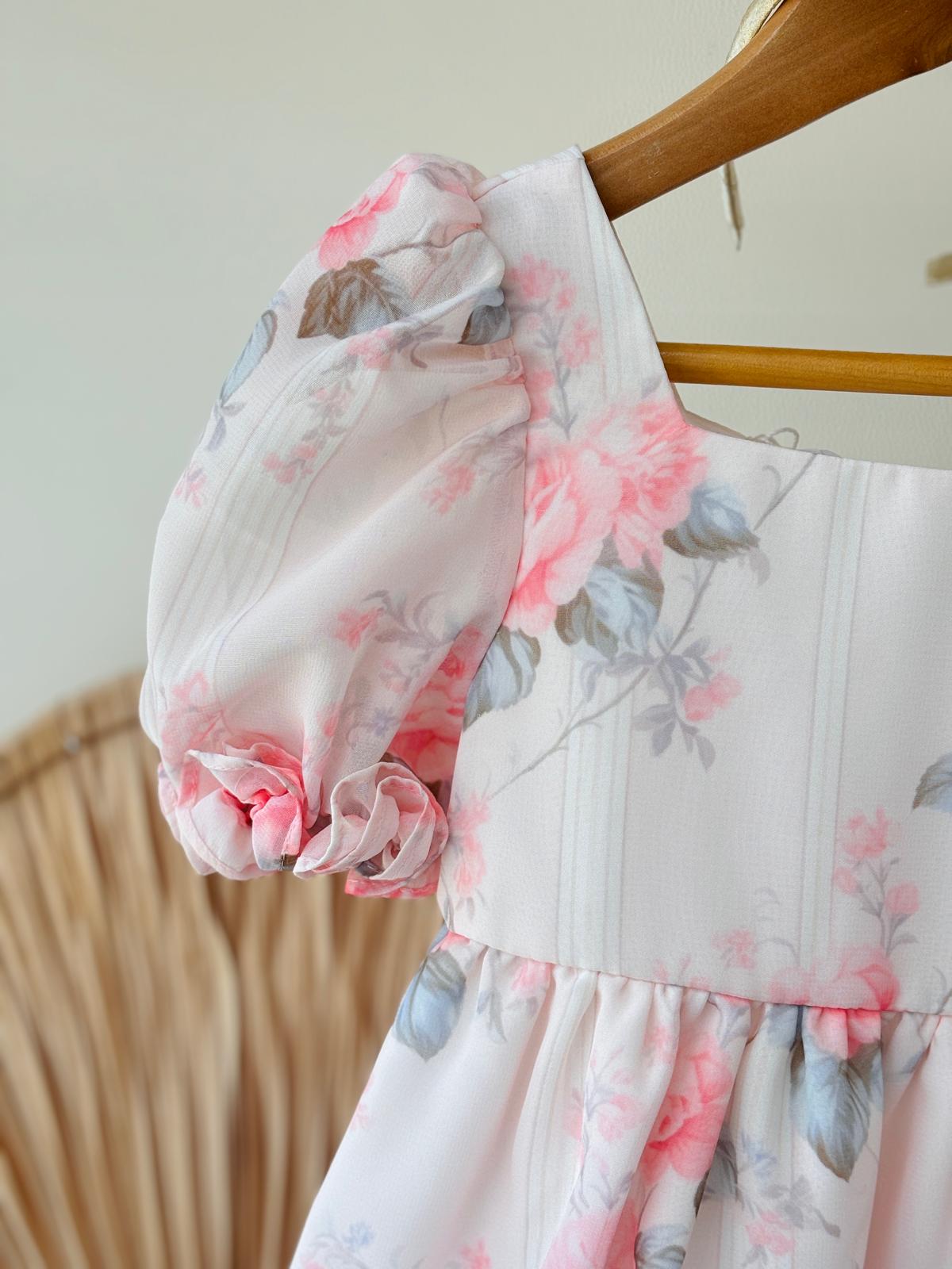 ABITINO FLOREALE CON MANICHE A SBUFFO - Noi da piccoli