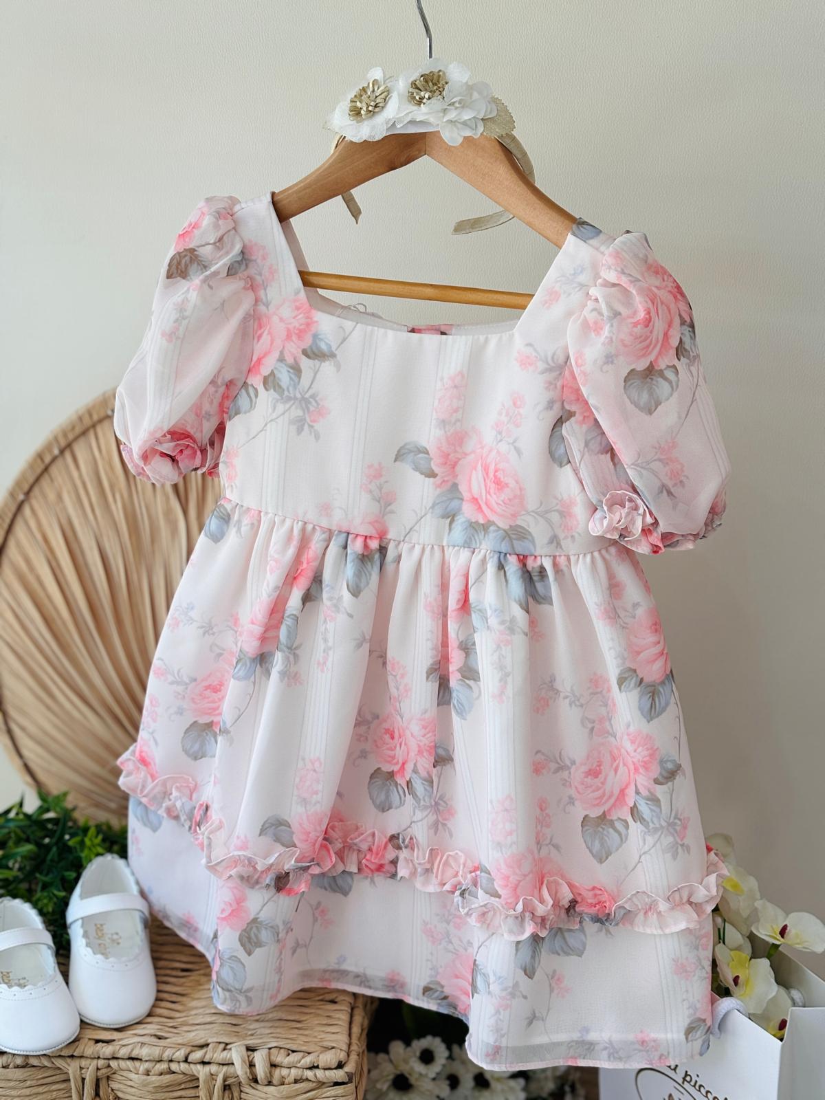 ABITINO FLOREALE CON MANICHE A SBUFFO - Noi da piccoli