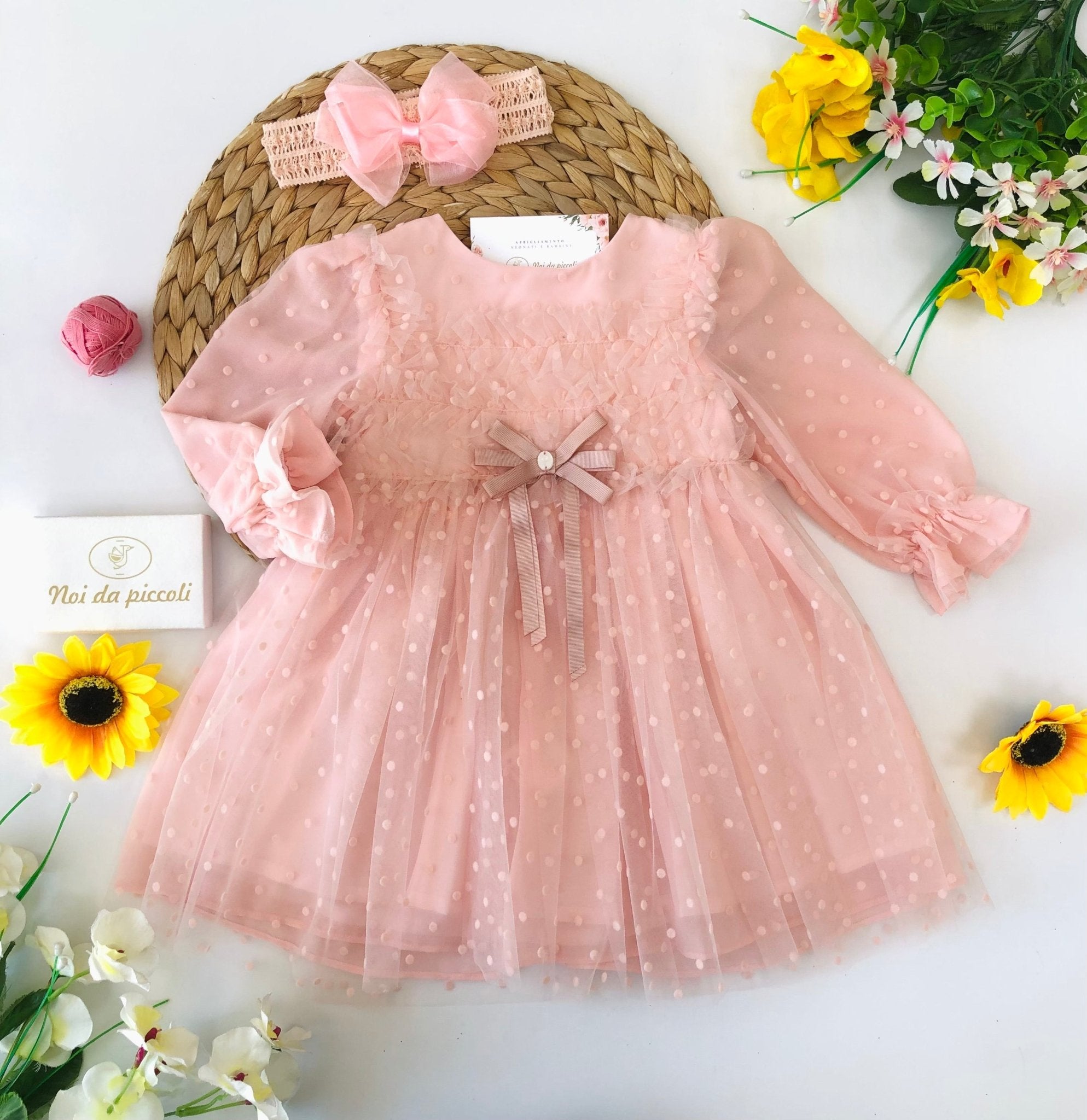 ABITINO IN TULLE E CHIFFON ROSA PALLIDO - Noi da piccoli