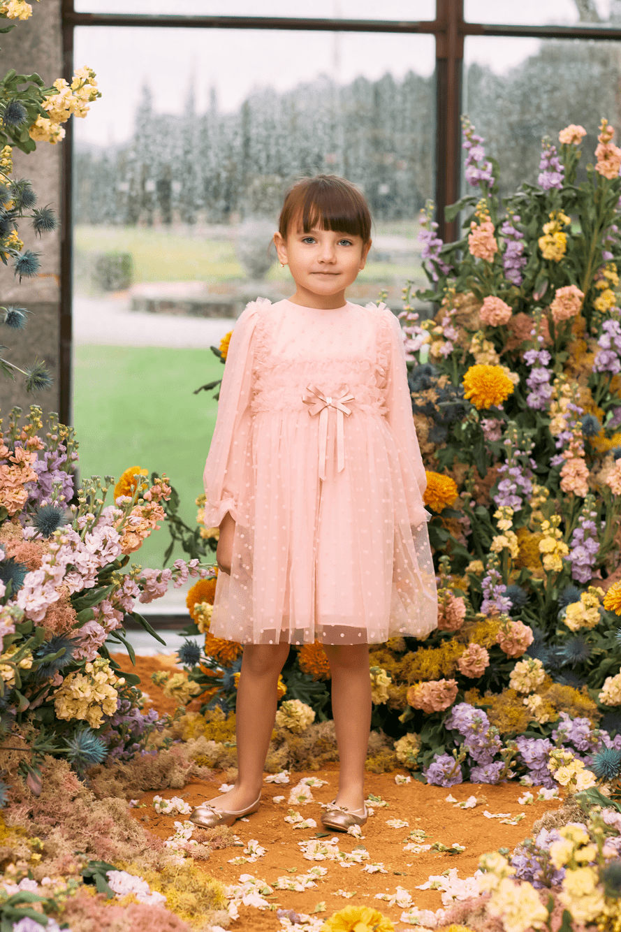 ABITINO IN TULLE E CHIFFON ROSA PALLIDO - Noi da piccoli