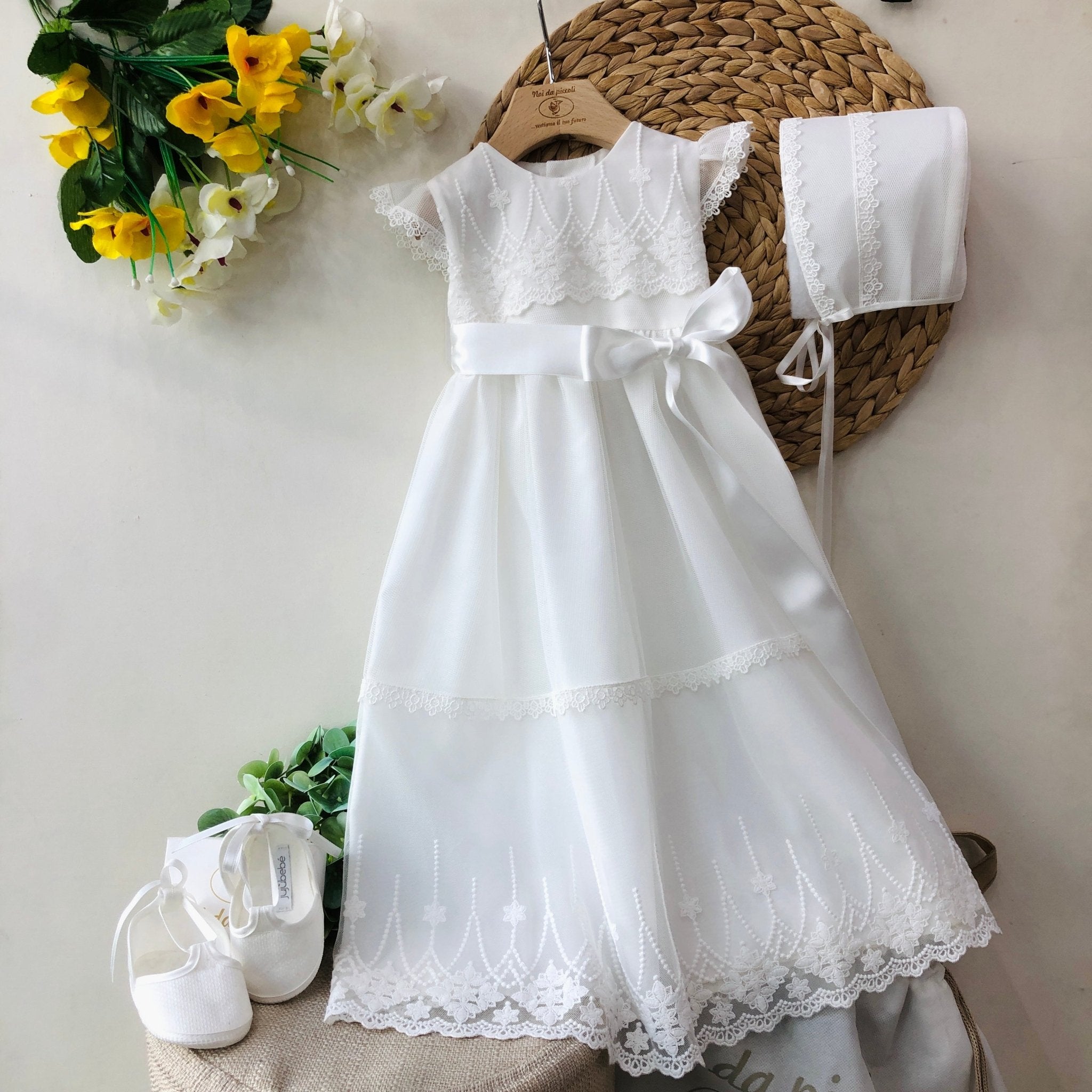 ABITINO LUNGO BIANCO BORDADO - Noi da piccoli