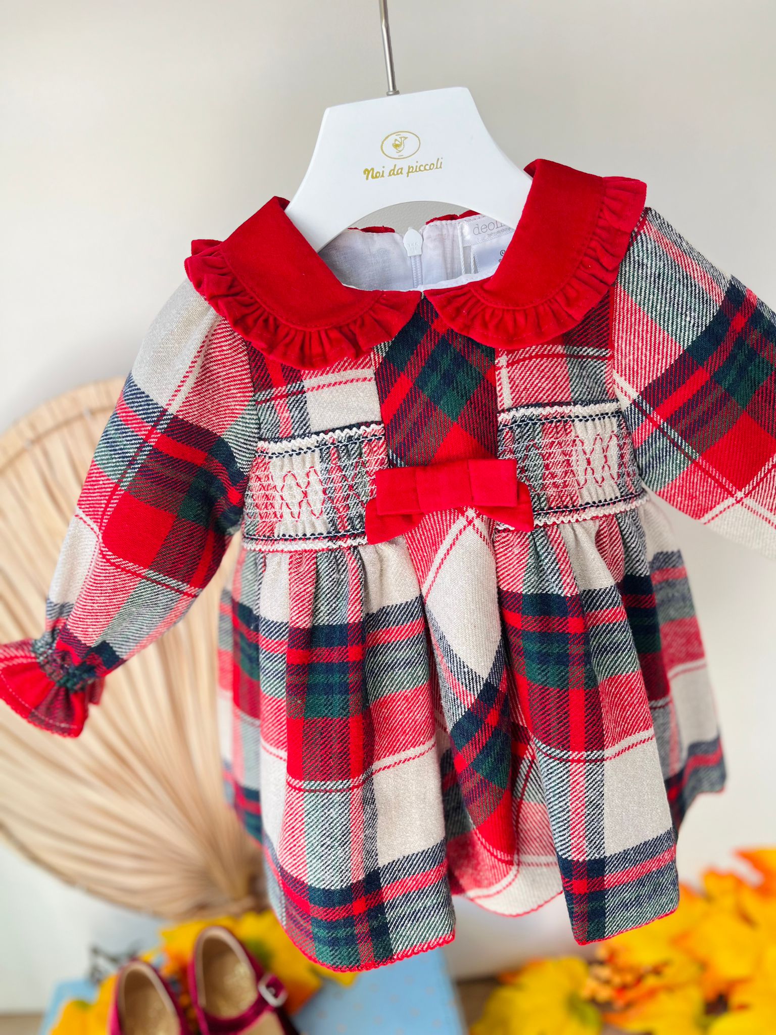 ABITINO NATALIZIO A QUADRONI CON FIOCCHETTO ROSSO - Noi da piccoli