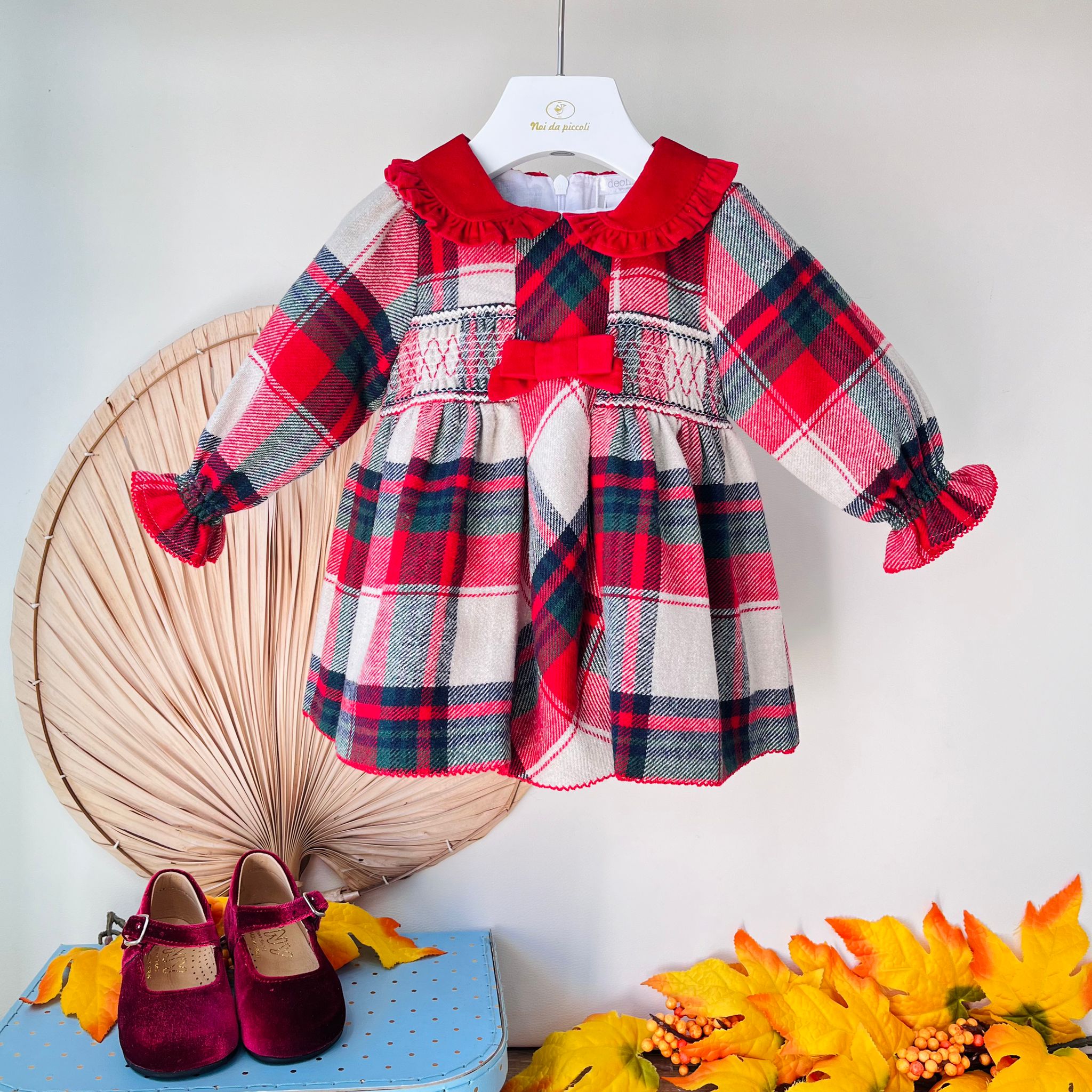 ABITINO NATALIZIO A QUADRONI CON FIOCCHETTO ROSSO - Noi da piccoli