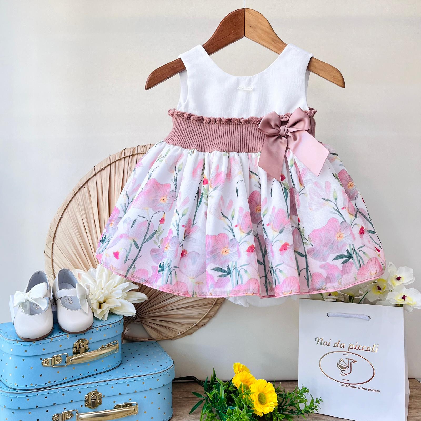 ABITINO ROSA E BIANCO CON FIORI - Noi da piccoli