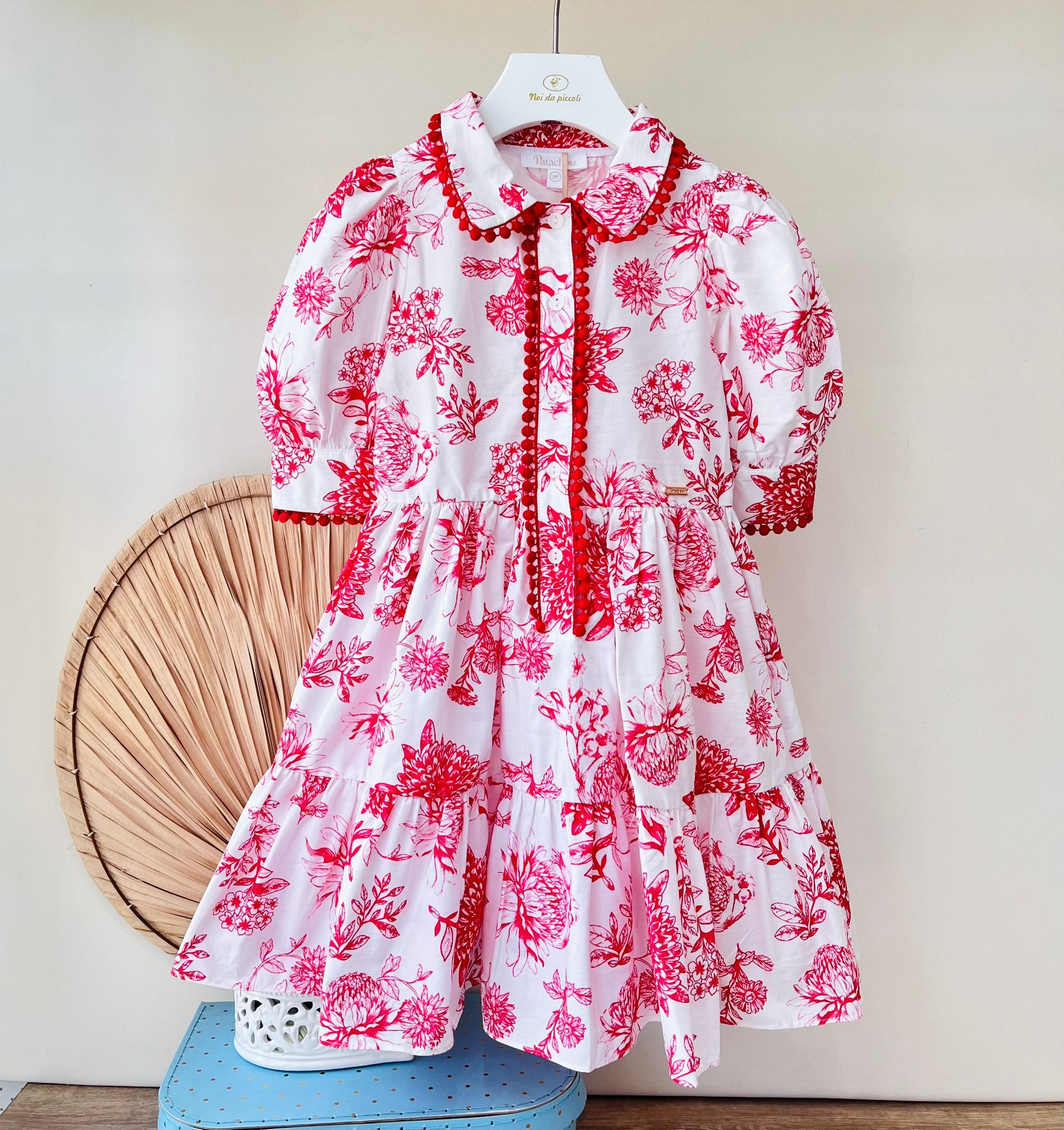 ABITINO ROSSO E BIANCO FLOREALE - Noi da piccoli