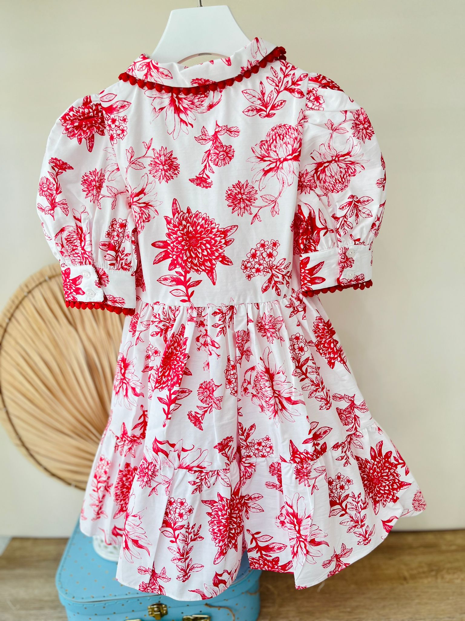 ABITINO ROSSO E BIANCO FLOREALE - Noi da piccoli