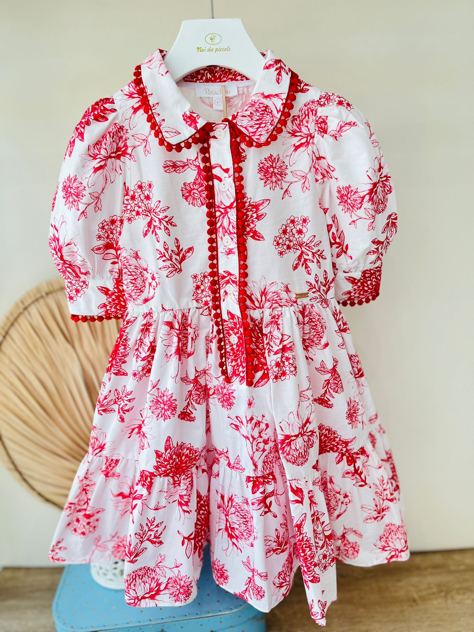 ABITINO ROSSO E BIANCO FLOREALE - Noi da piccoli