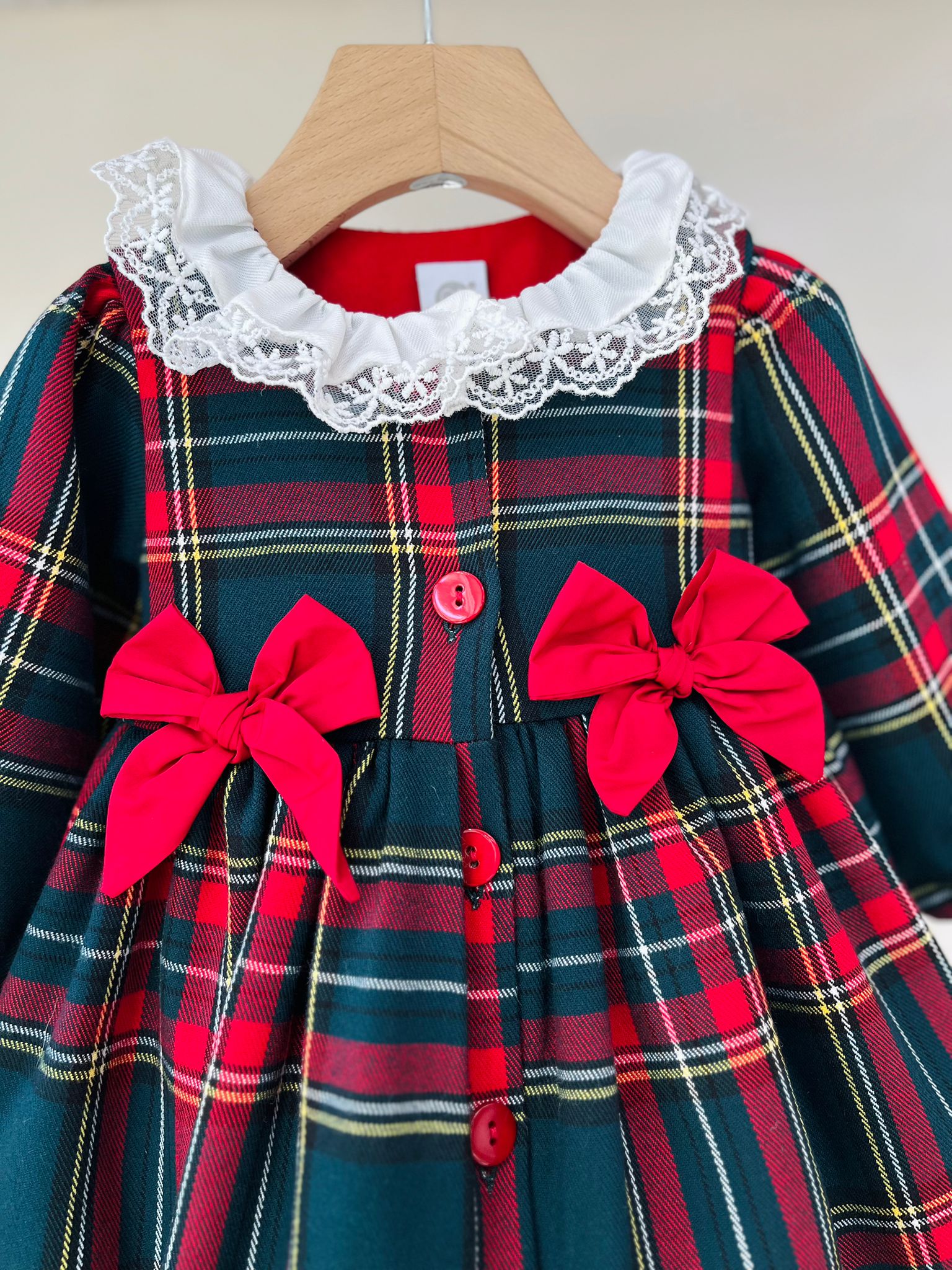 ABITINO SCOZZESE CON 2 FIOCCHETTI VERDE E ROSSO - Noi da piccoli