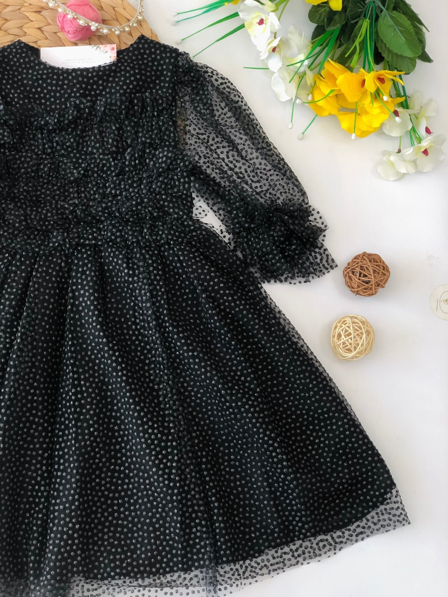 ABITINO TULLE E BRILLANTINI TOTAL BLACK - Noi da piccoli