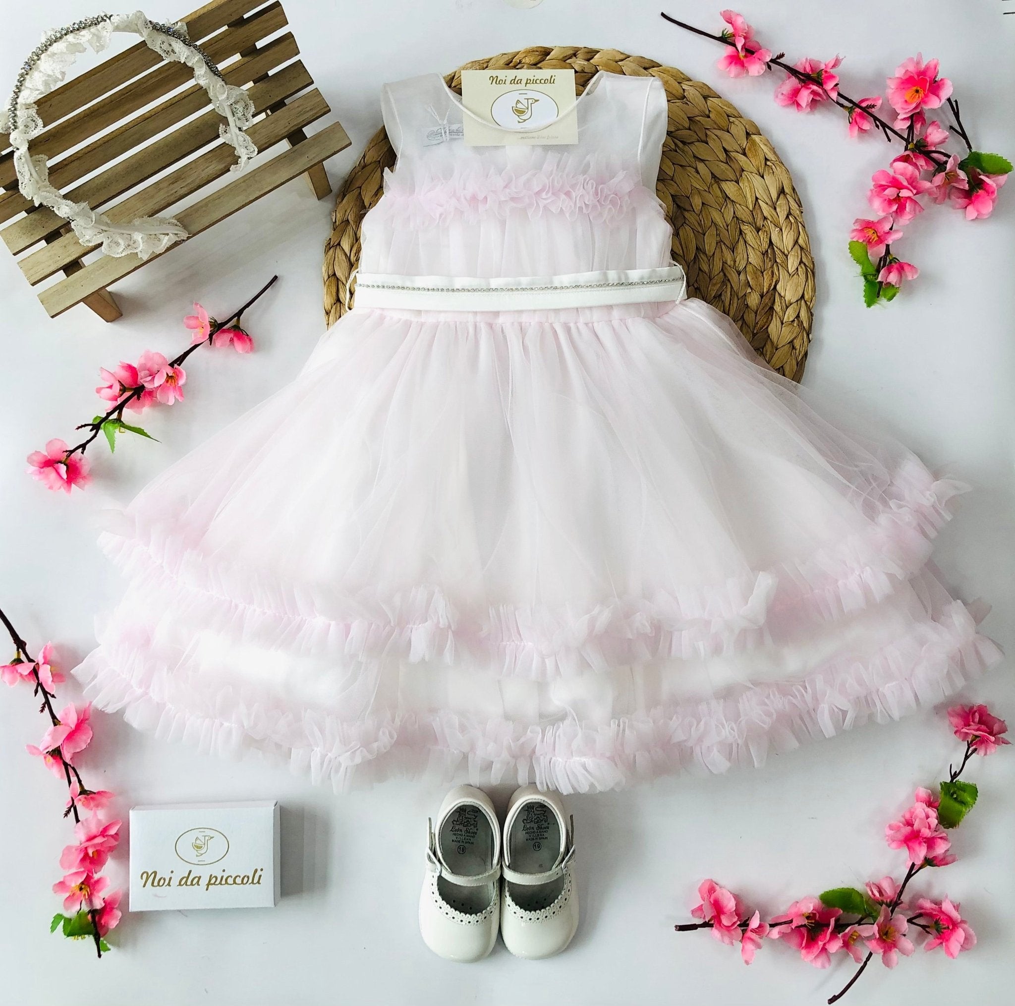 ABITINO TULLE ROSA DELICATO E BIANCO - Noi da piccoli