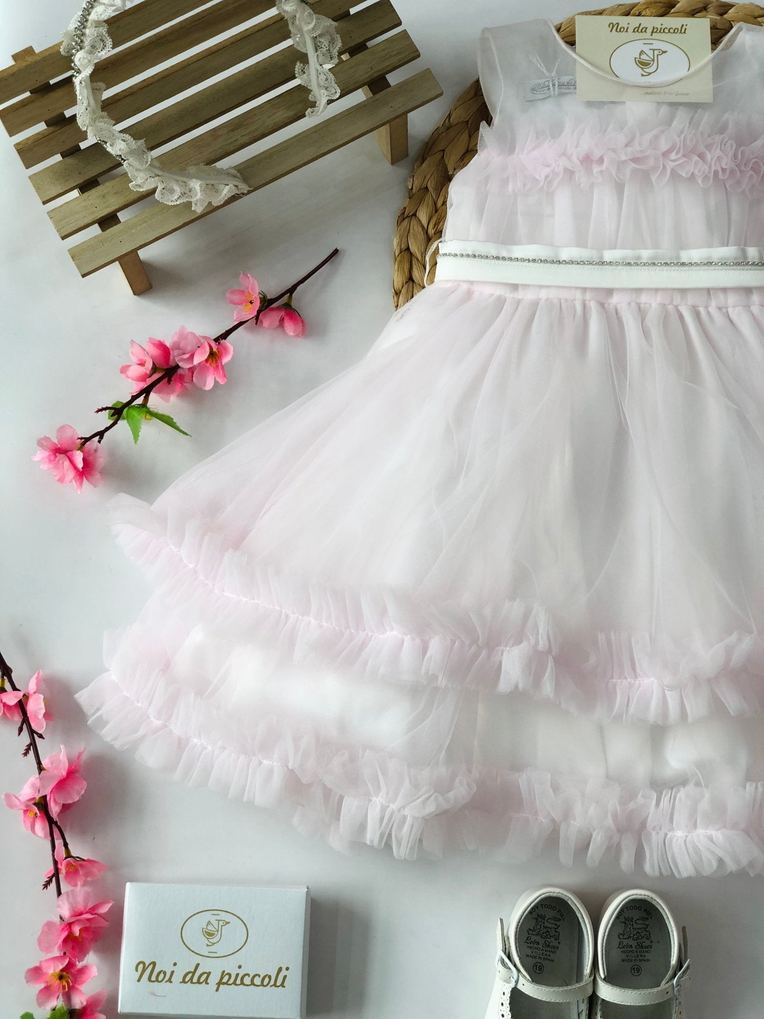 ABITINO TULLE ROSA DELICATO E BIANCO - Noi da piccoli