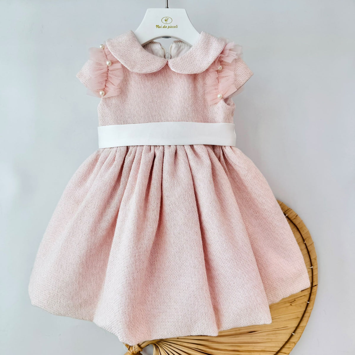 ABITO ABITO ELEGANTE IN TESSUTO EFFETTO TWEED ROSA - Noi da piccoli
